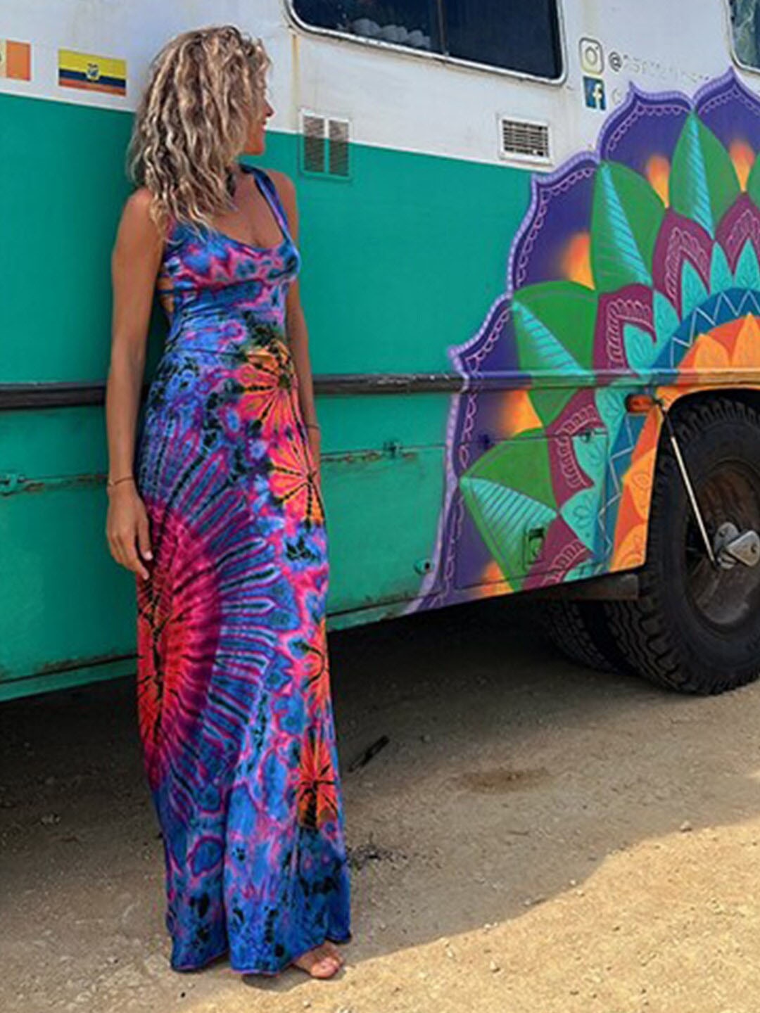 

StyleCast x Revolte Print Sleeveless Maxi Dress, Blue