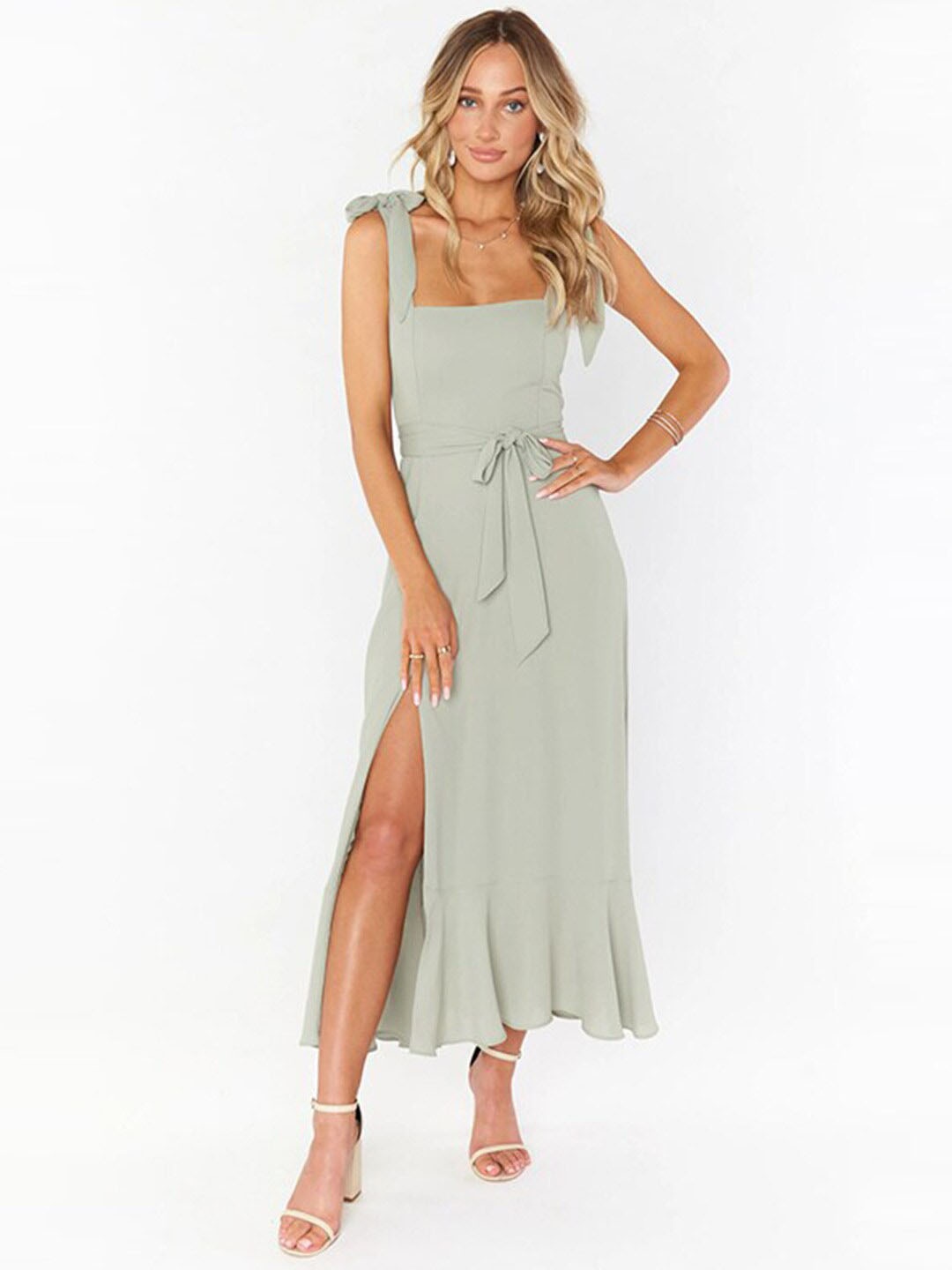 

StyleCast x Revolte Shoulder Strap A-Line Dress, Green