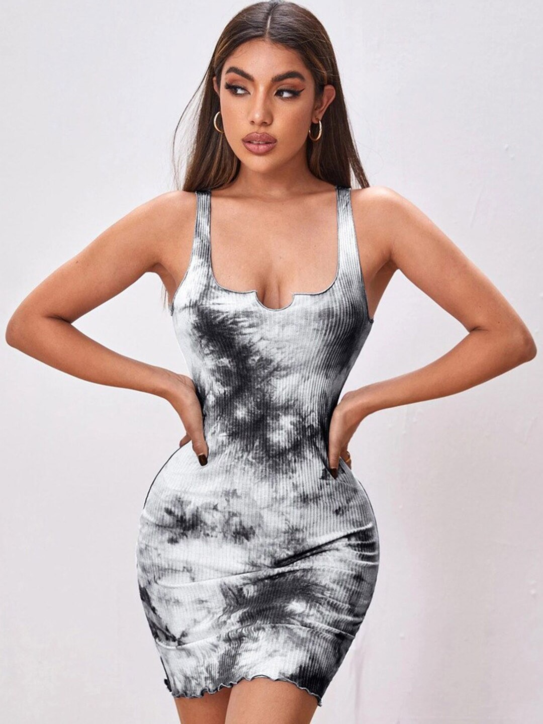 

StyleCast x Revolte Shoulder Straps Cotton Bodycon Dress, Grey