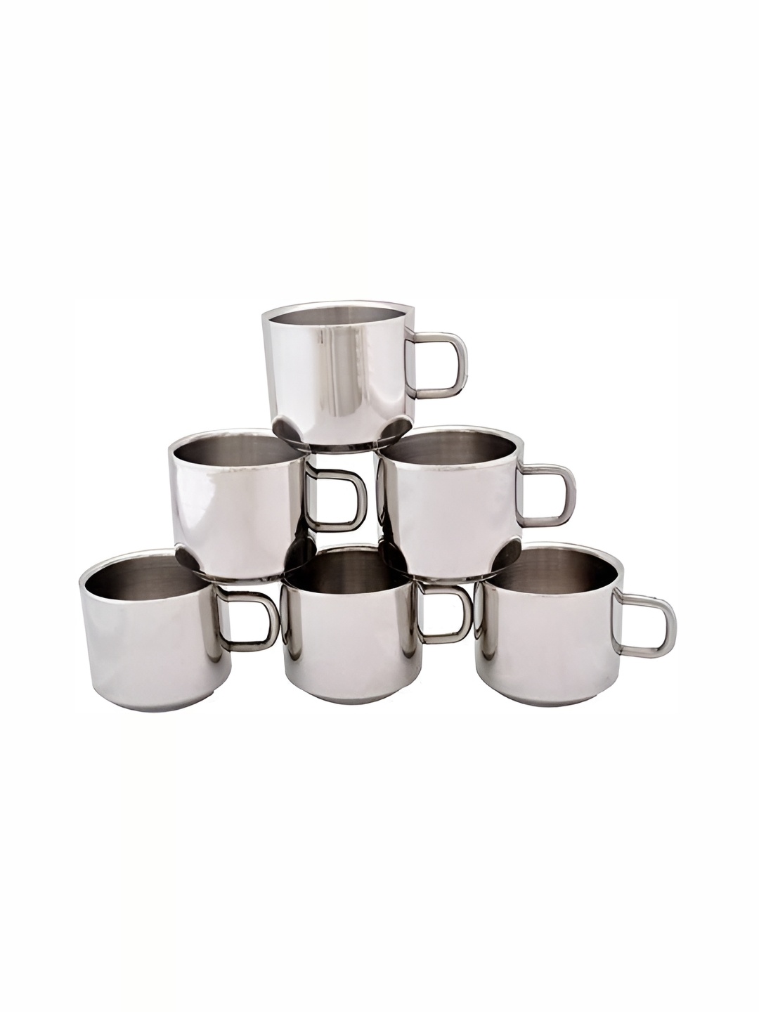 

STEEPLE Silver-Toned 6Pcs Stainless Steel Glossy Cups 120 ml Each