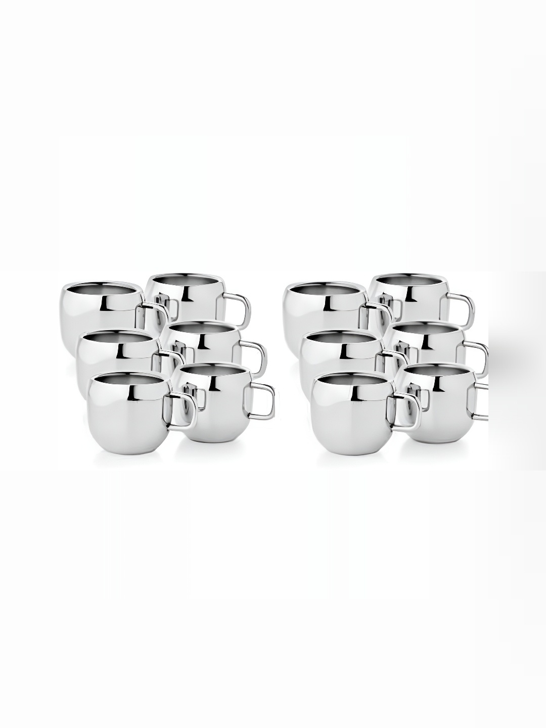 

STEEPLE Silver-Toned 12 Pieces Stainless Steel Glossy Cups 100ml Each