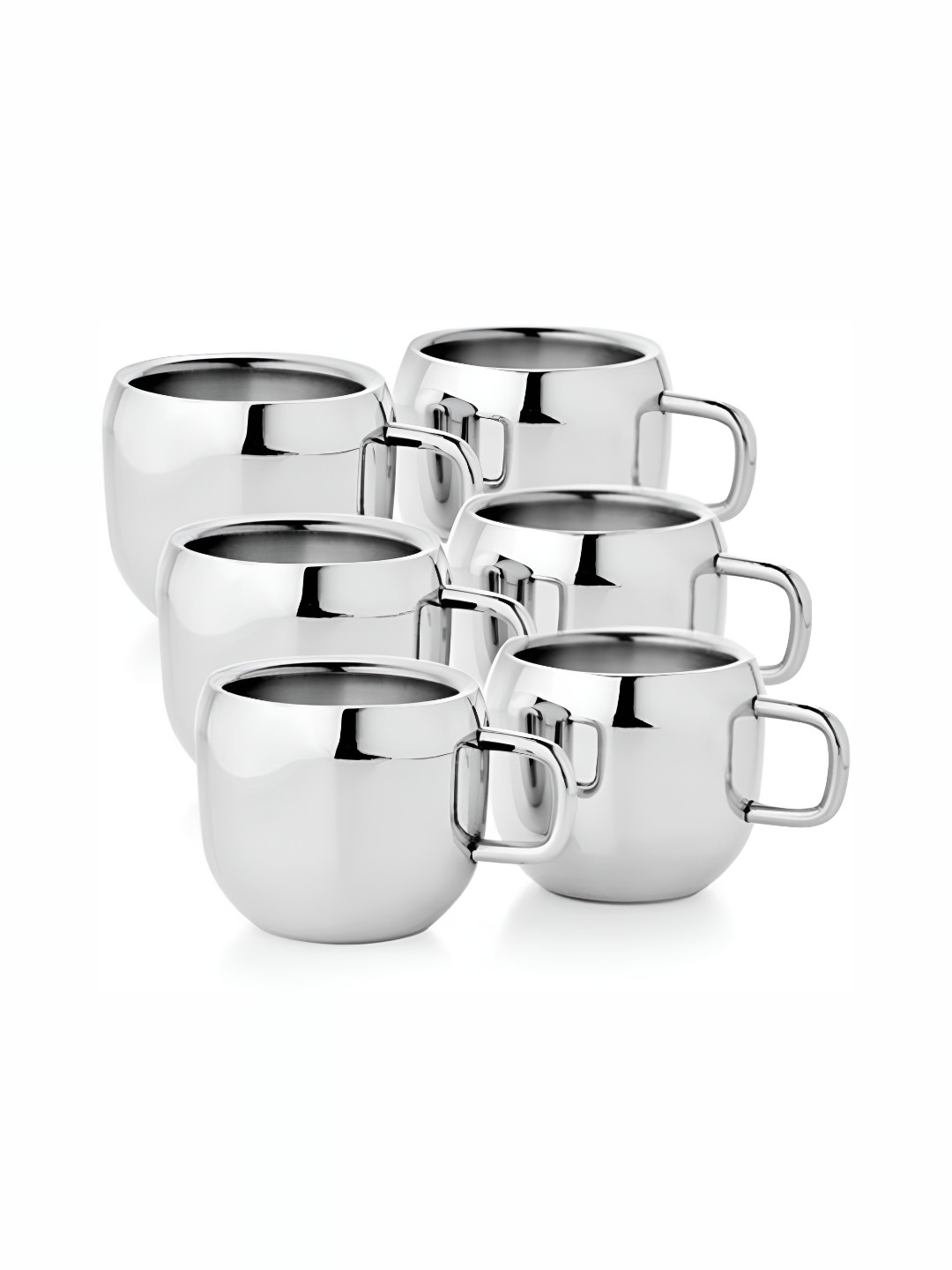 

STEEPLE Silver Toned Stainless Steel Glossy Cups 100 ml Each