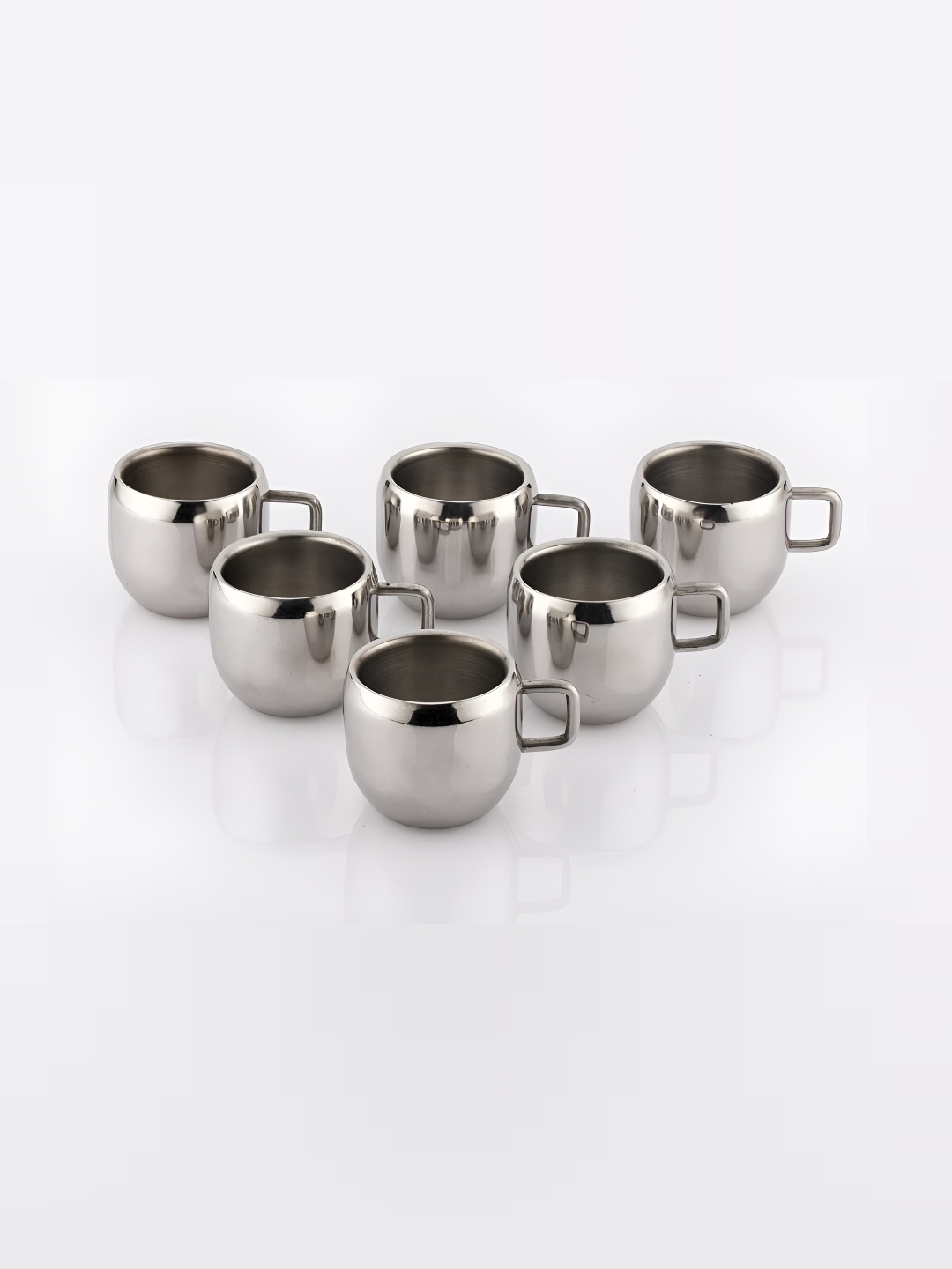 

STEEPLE Silver-Toned 6 Pcs Stainless Steel Glossy Cups 80 ml