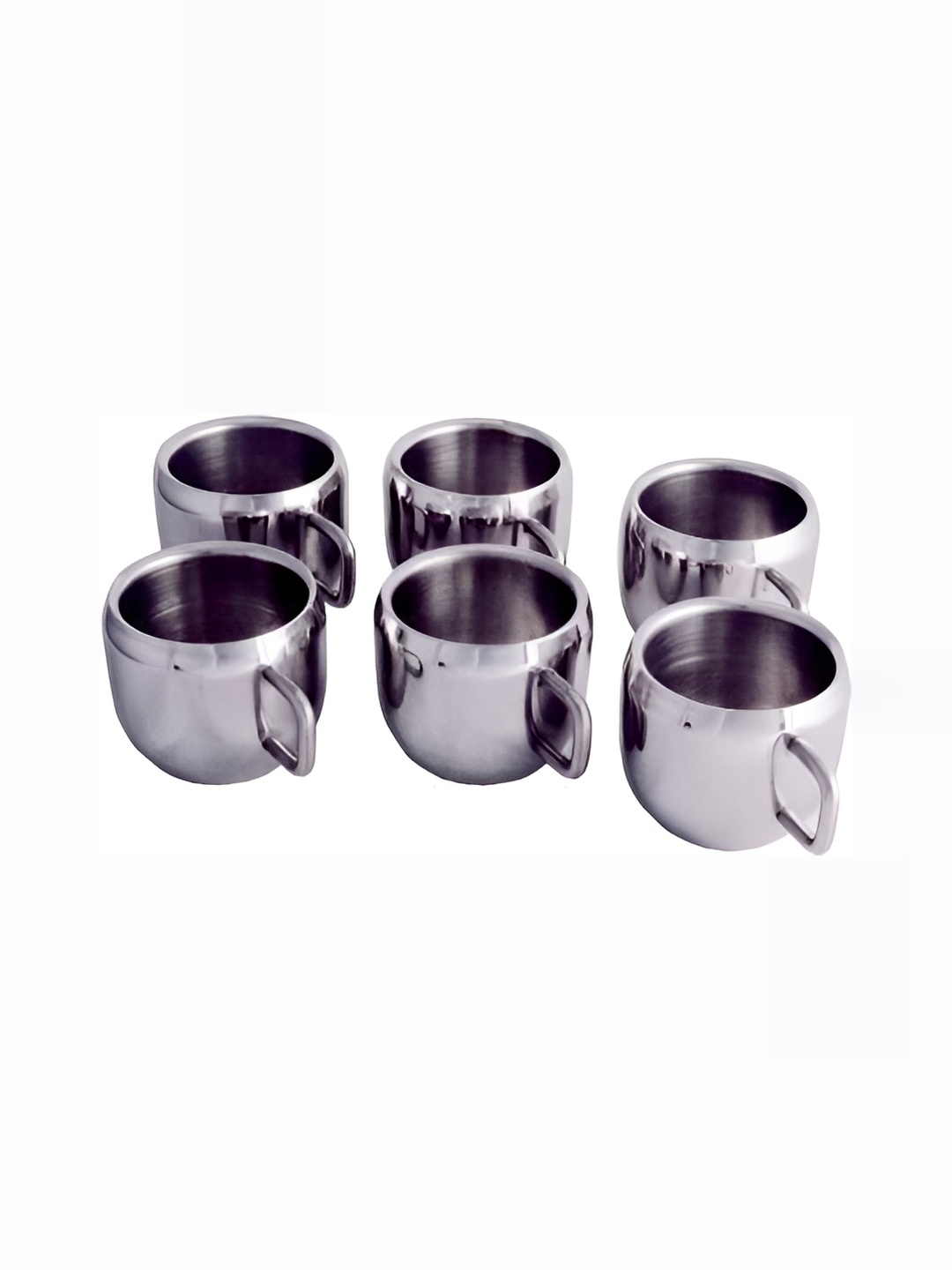 

STEEPLE Silver Toned 6 Pieces Stainless Steel Glossy Cups 80 ml Each