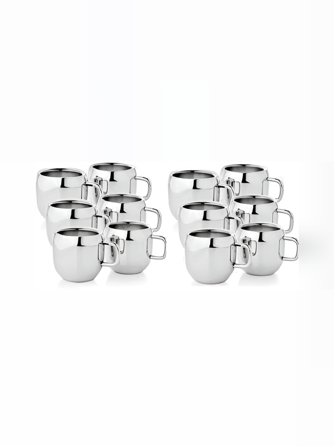 

STEEPLE Silver-Toned 12Pcs Stainless Steel Glossy Cups 80ml Each