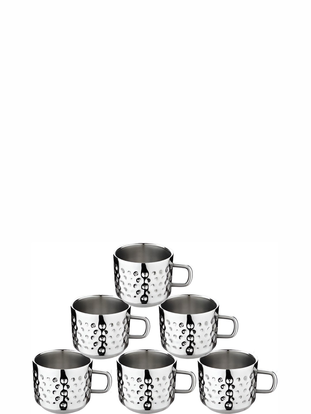 

STEEPLE 6 Pcs Textured Stainless Steel Glossy Cups 100 Each, Silver