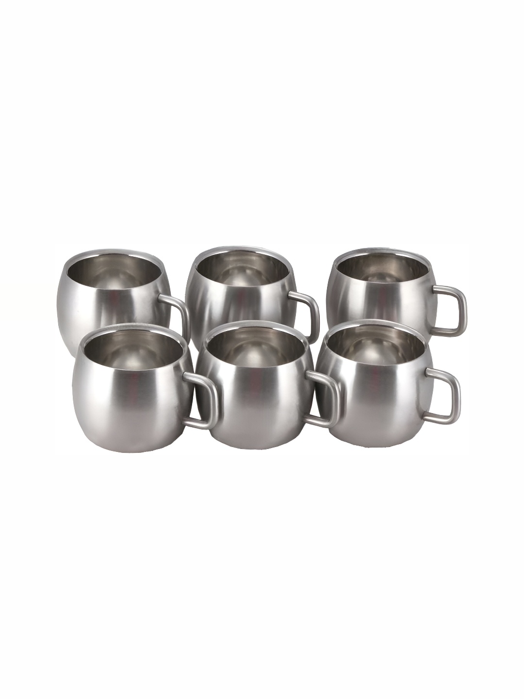 

STEEPLE Silver-Toned 6 Pcs Stainless Steel Glossy Cups 100 ml