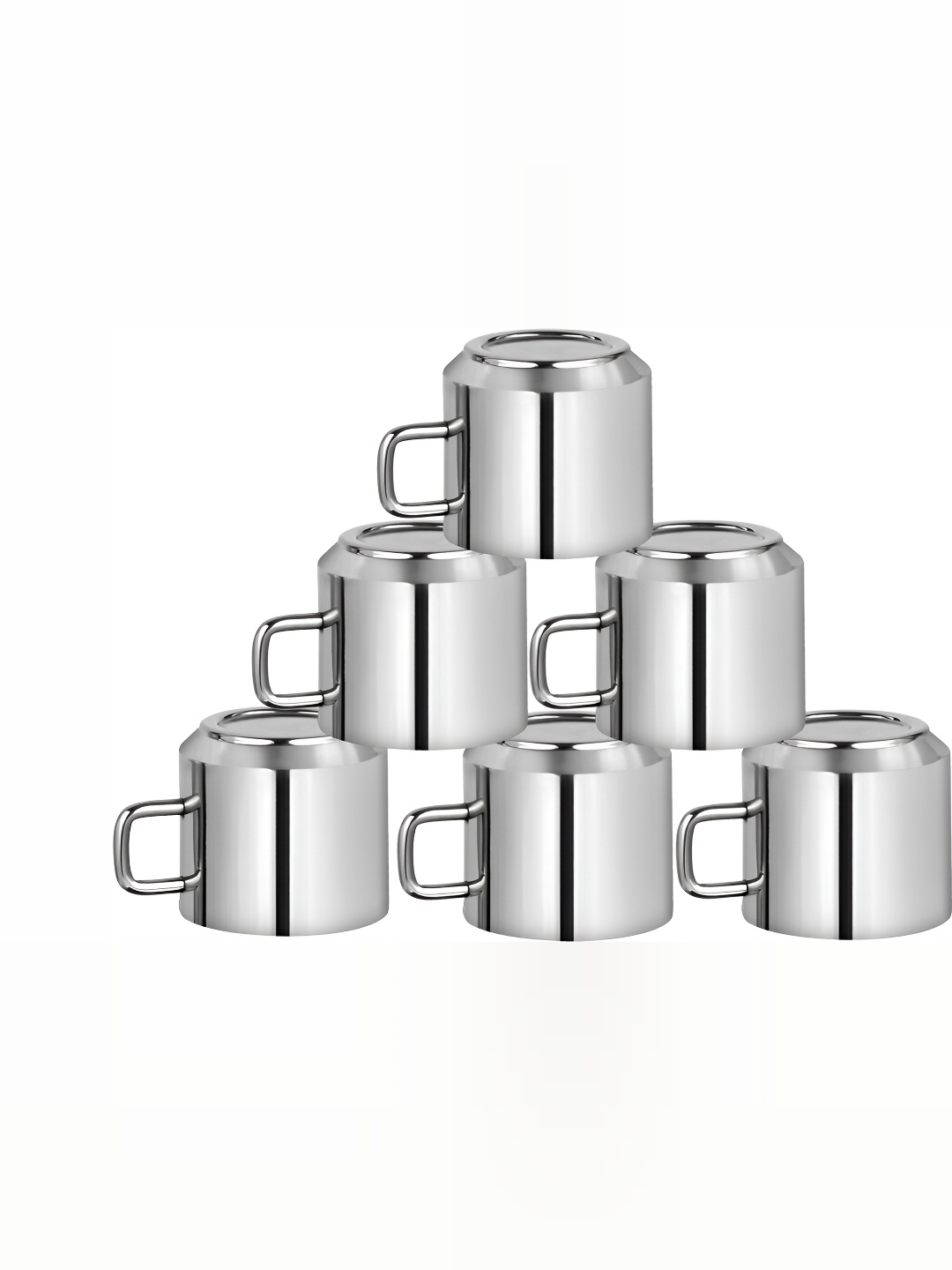 

STEEPLE Silver-Toned 6 Pcs Stainless Steel Glossy Cups 100 ml