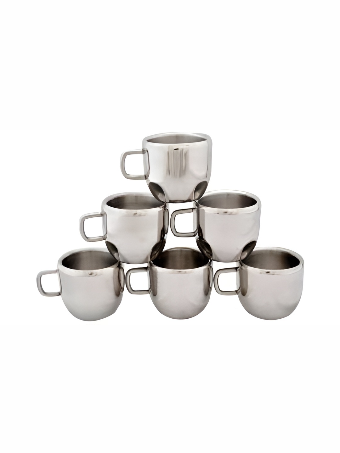 

STEEPLE Silver-Toned 6 Pcs Stainless Steel Glossy Cups 100 ml