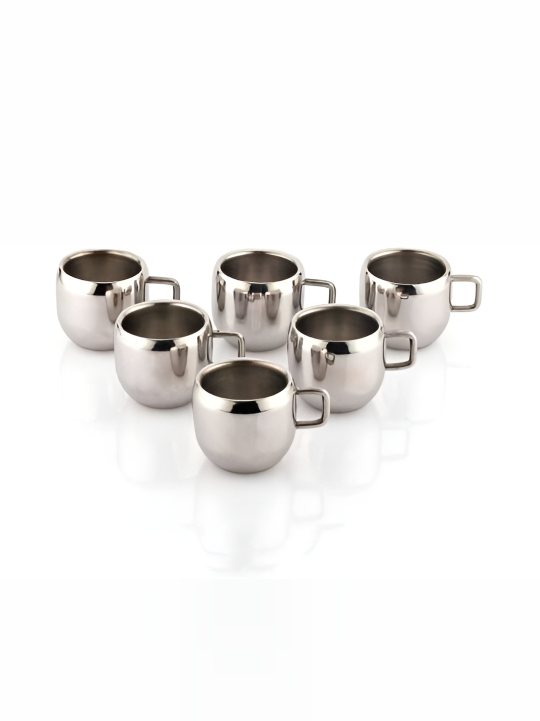 

STEEPLE Silver-Toned 6 Pieces Stainless Steel Glossy Cups 80ml Each