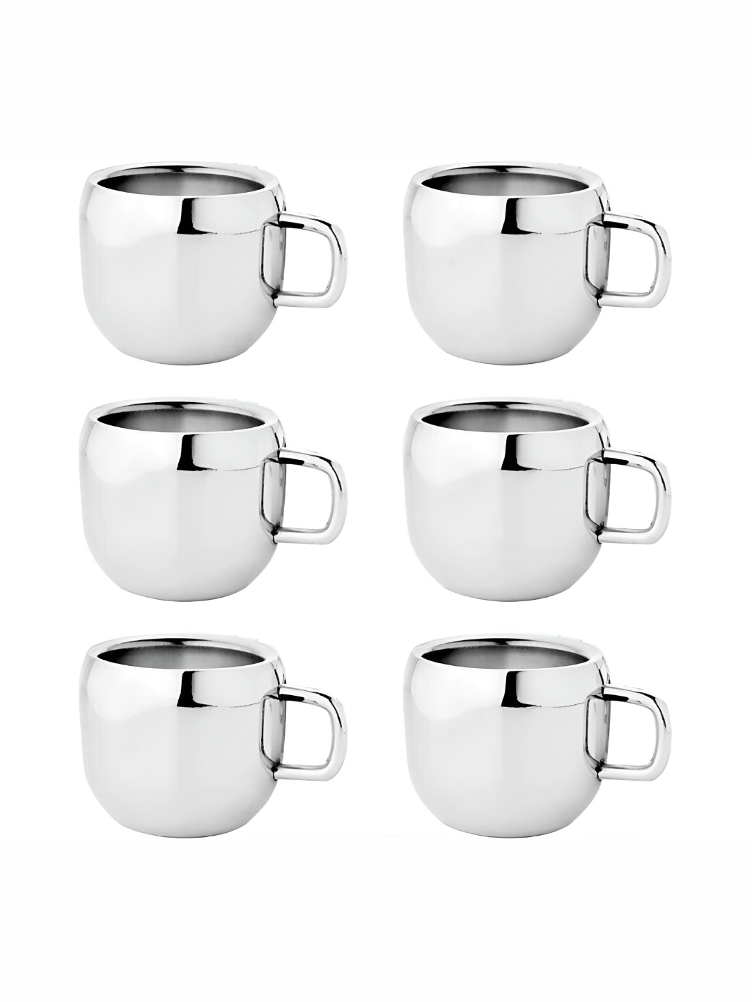 

STEEPLE Silver Toned 6 Pieces Stainless Steel Glossy Cups 80 ml Each