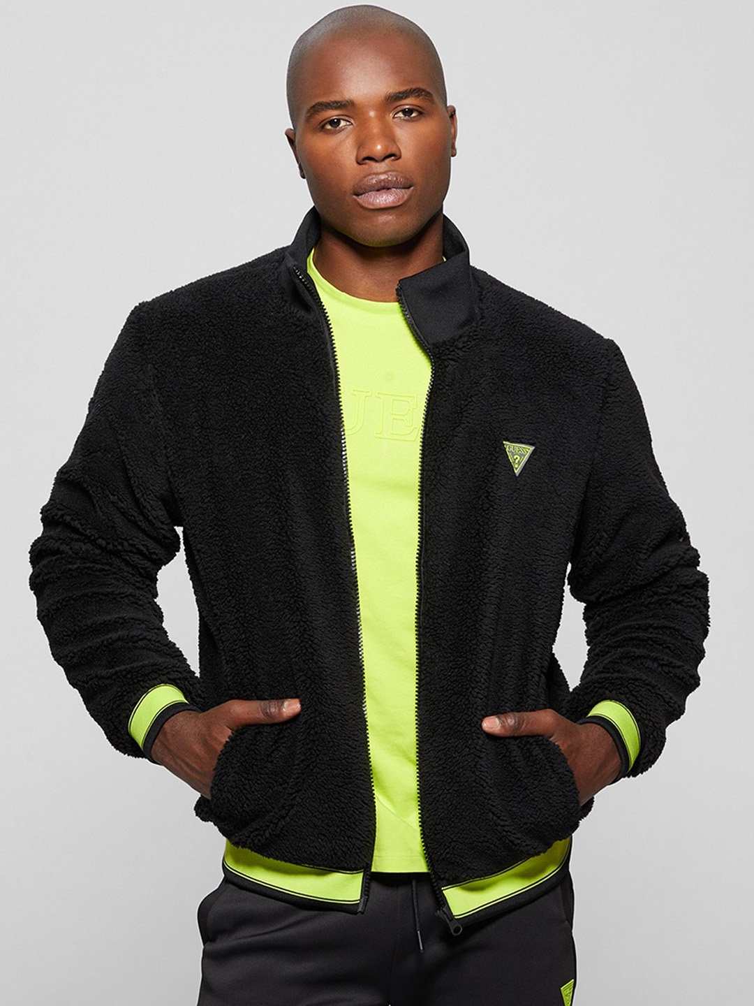 

GUESS Self Designed Mock Collar Bomber Jacket, Black