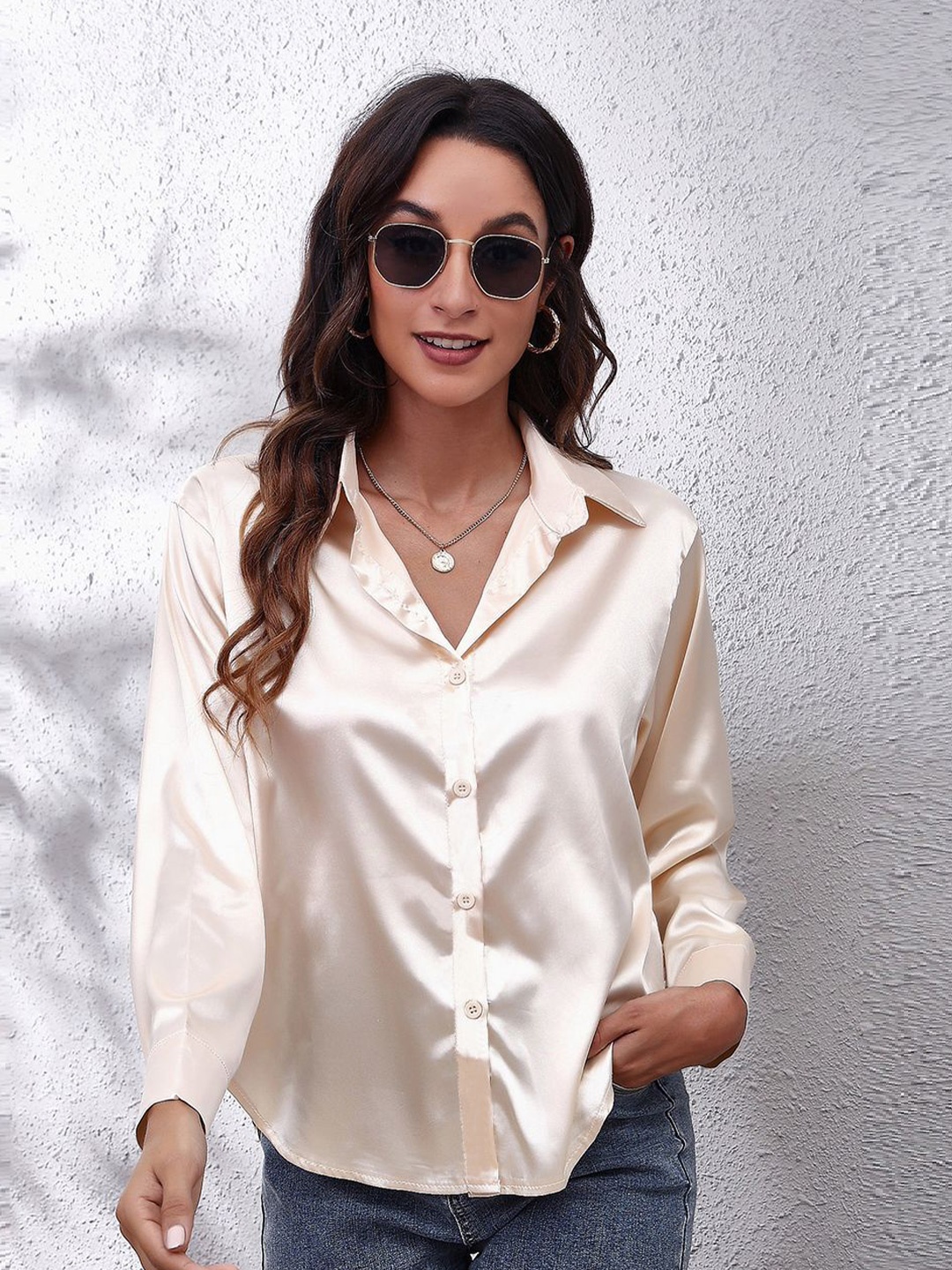 

StyleCast Pink Spread Collar Casual Shirt