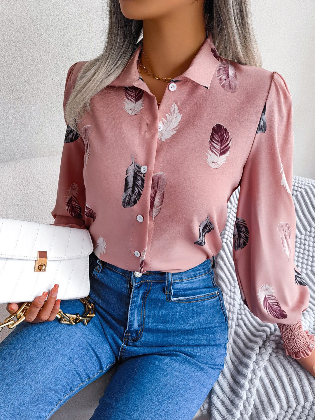 

StyleCast Pink Conversational Printed Casual Shirt