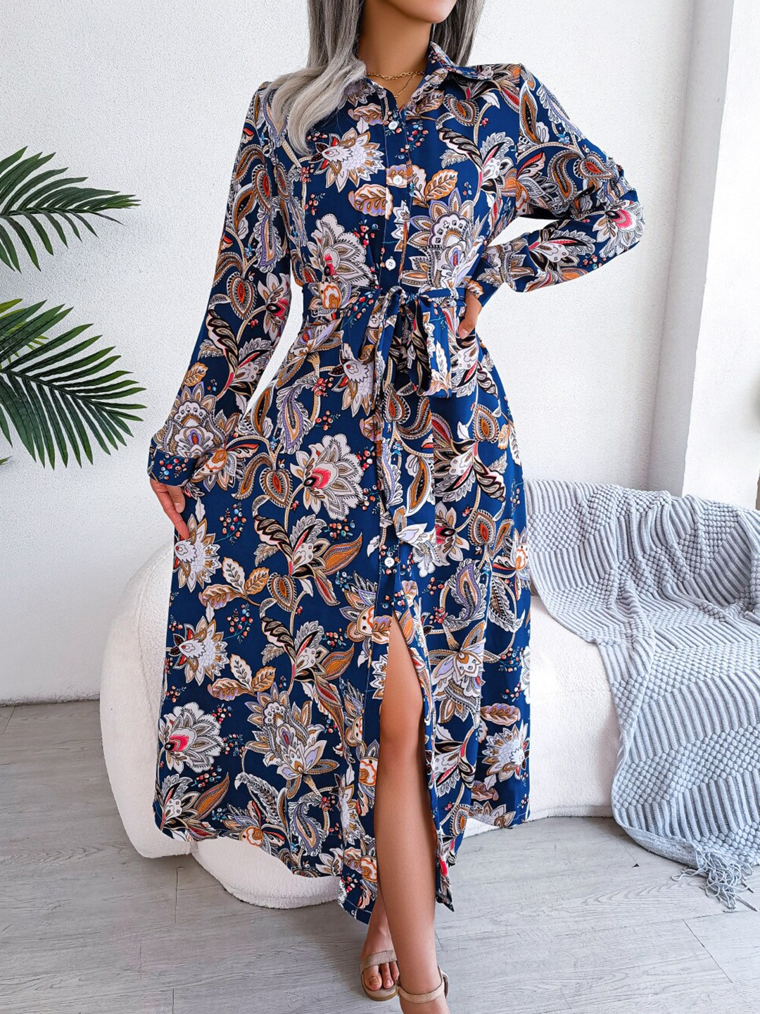 

StyleCast Floral Printed Fit & Flare Midi Dress, Navy blue