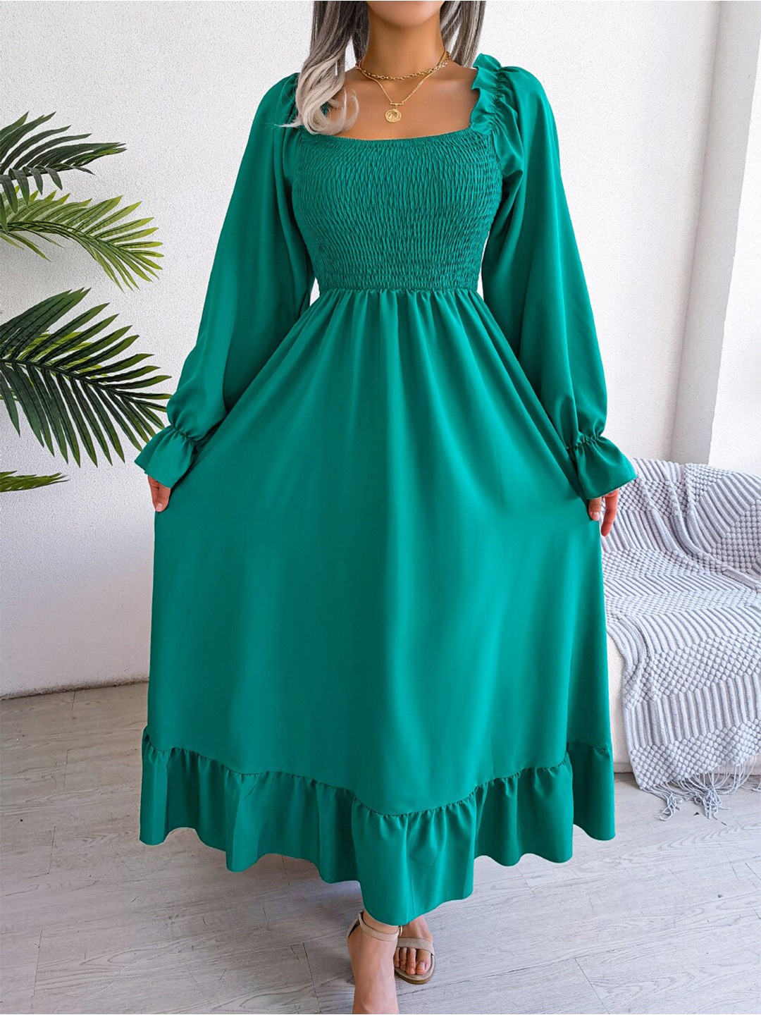

StyleCast Puff Sleeve Maxi Dress, Green