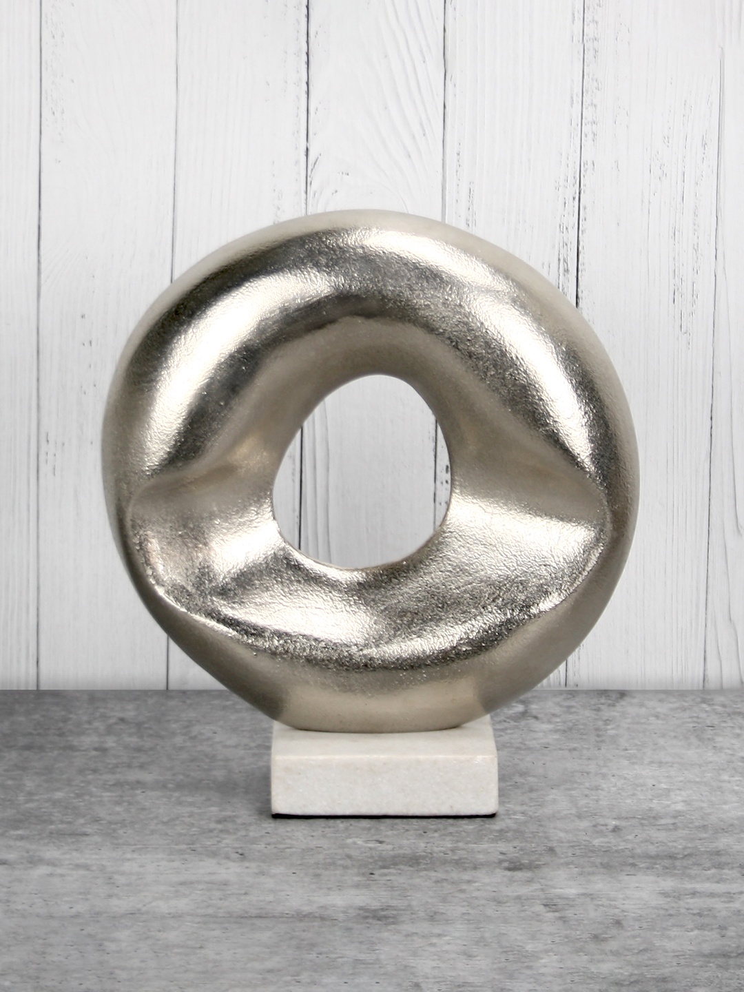 

Maison Modern Silver-Toned Abstract Disc Medium Metal Figurine Showpiece