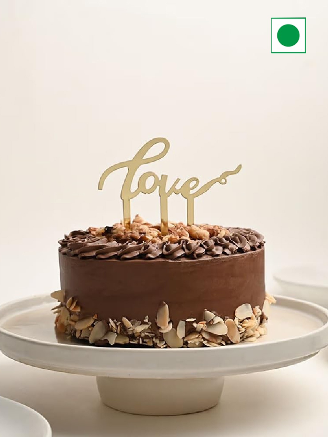 

Floweraura Chocolate Eggless Round Love Cake With Designer Love Topper -1Kg, Brown