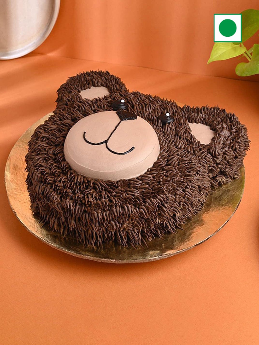 

Floweraura Chocolate Flavor Eggless Bear Face Cake- 3Kg, Brown