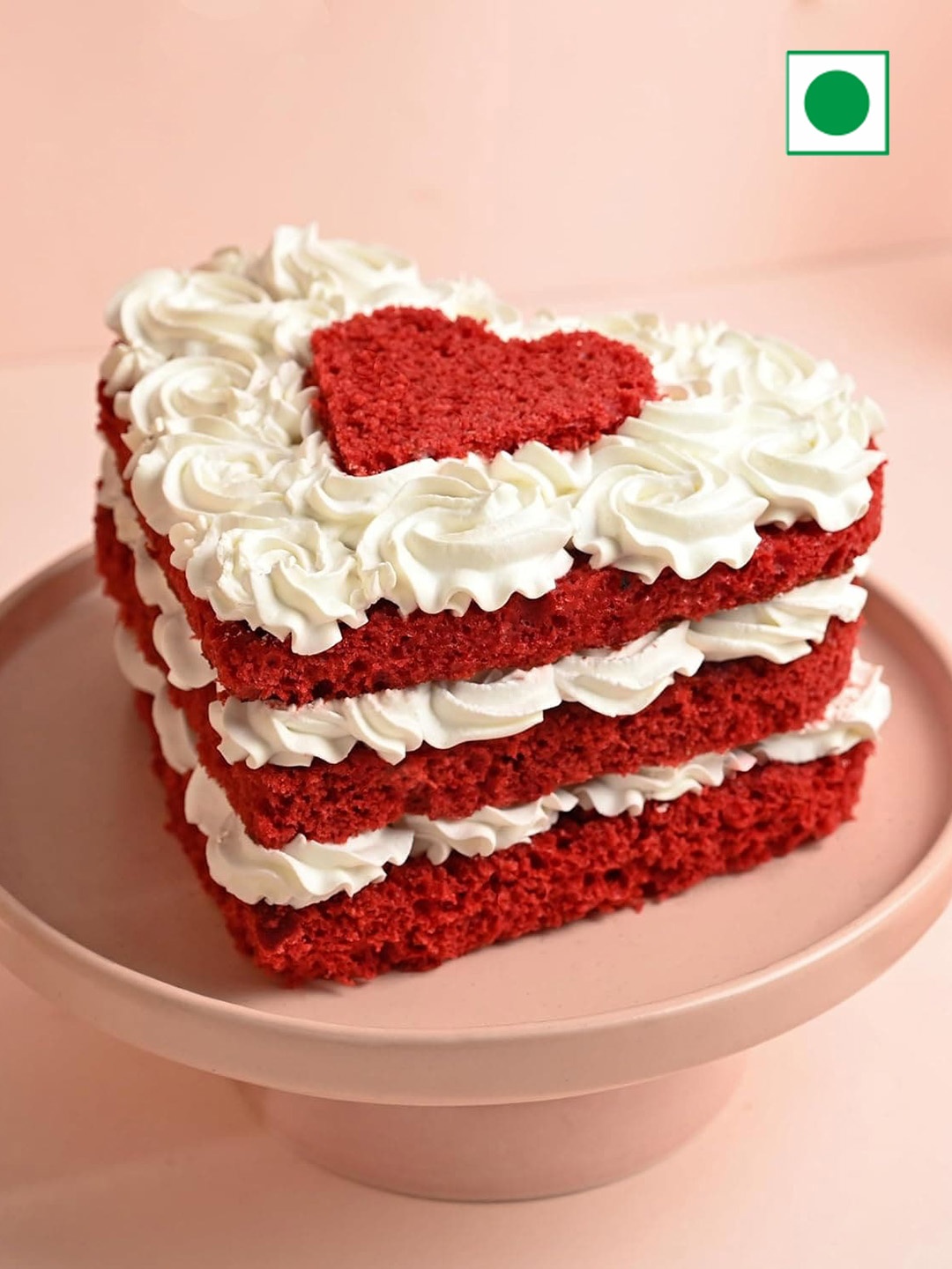 

Floweraura Red Velvet Flavor Eggless Heart Cake 500 G