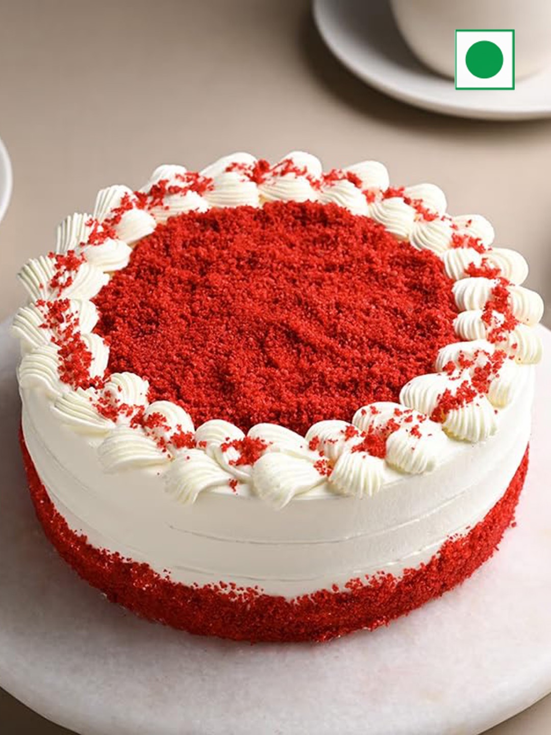 

Floweraura Hypnotizing Red Velvet Flavour Eggless Round Cake- 1Kg, White