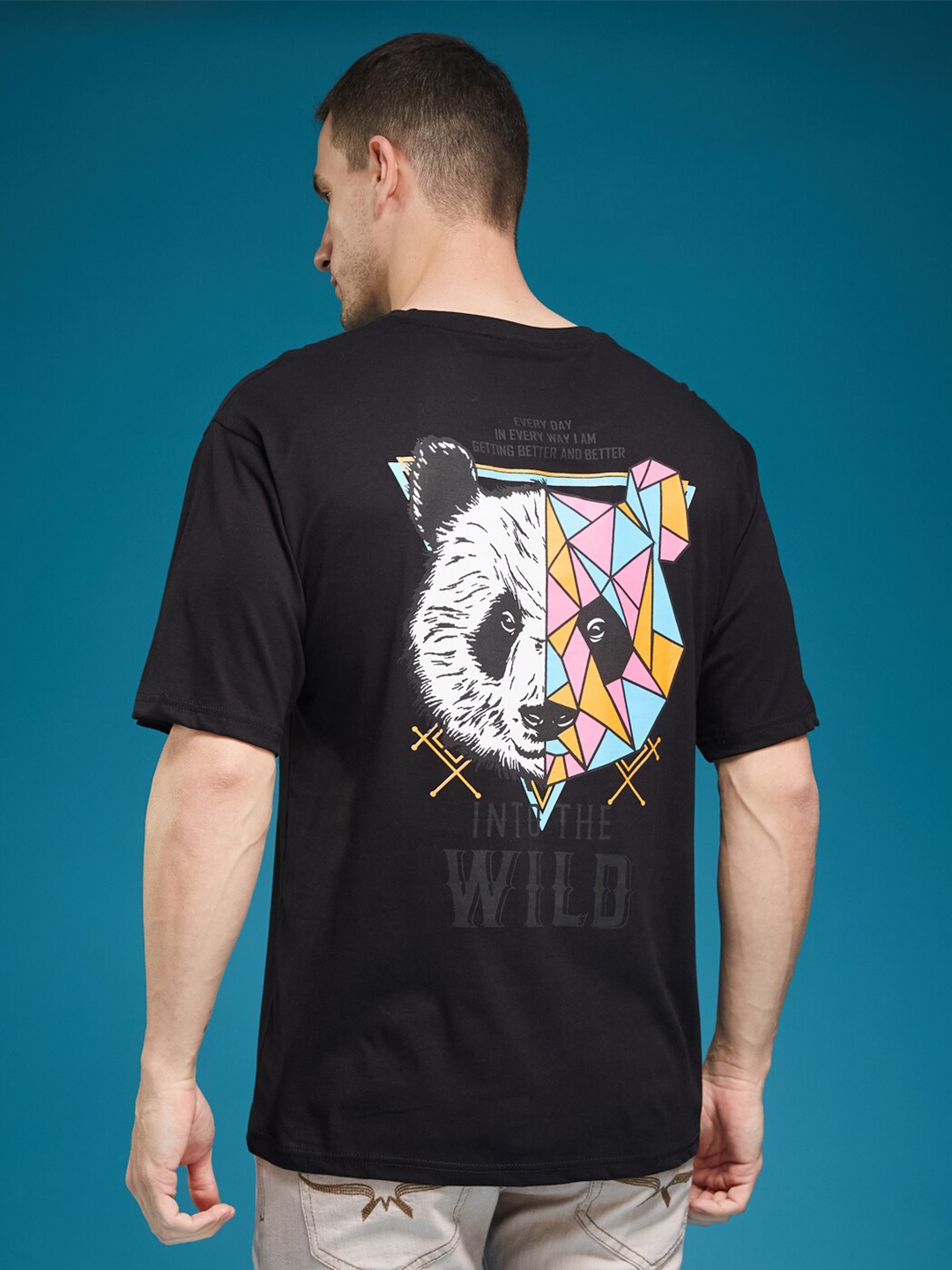 

SMARTEES Graphic Printed Short Sleeves Cotton Oversized T-shirt, Black