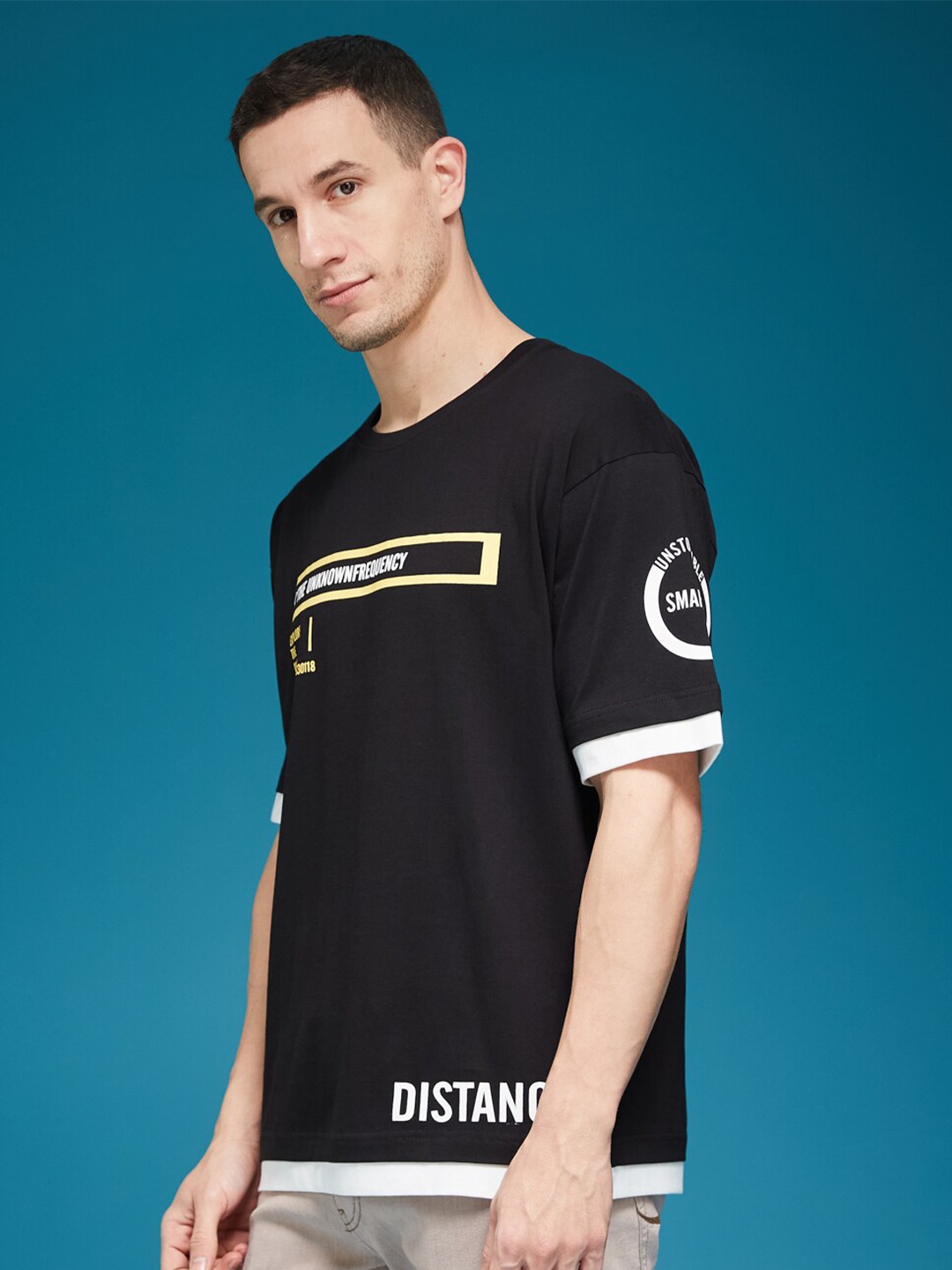 

SMARTEES Round Neck Typography Cotton T-shirt, Black