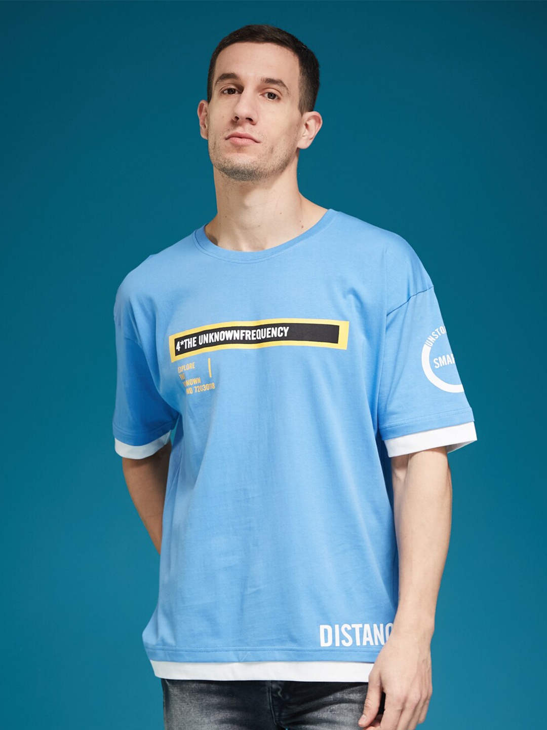 

SMARTEES Round Neck Typography Cotton T-shirt, Blue