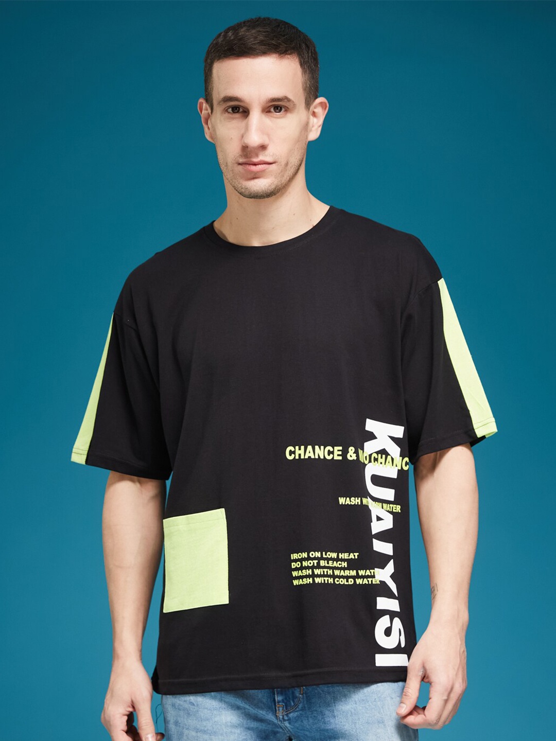 

SMARTEES Round Neck Typography cotton T-shirt, Black