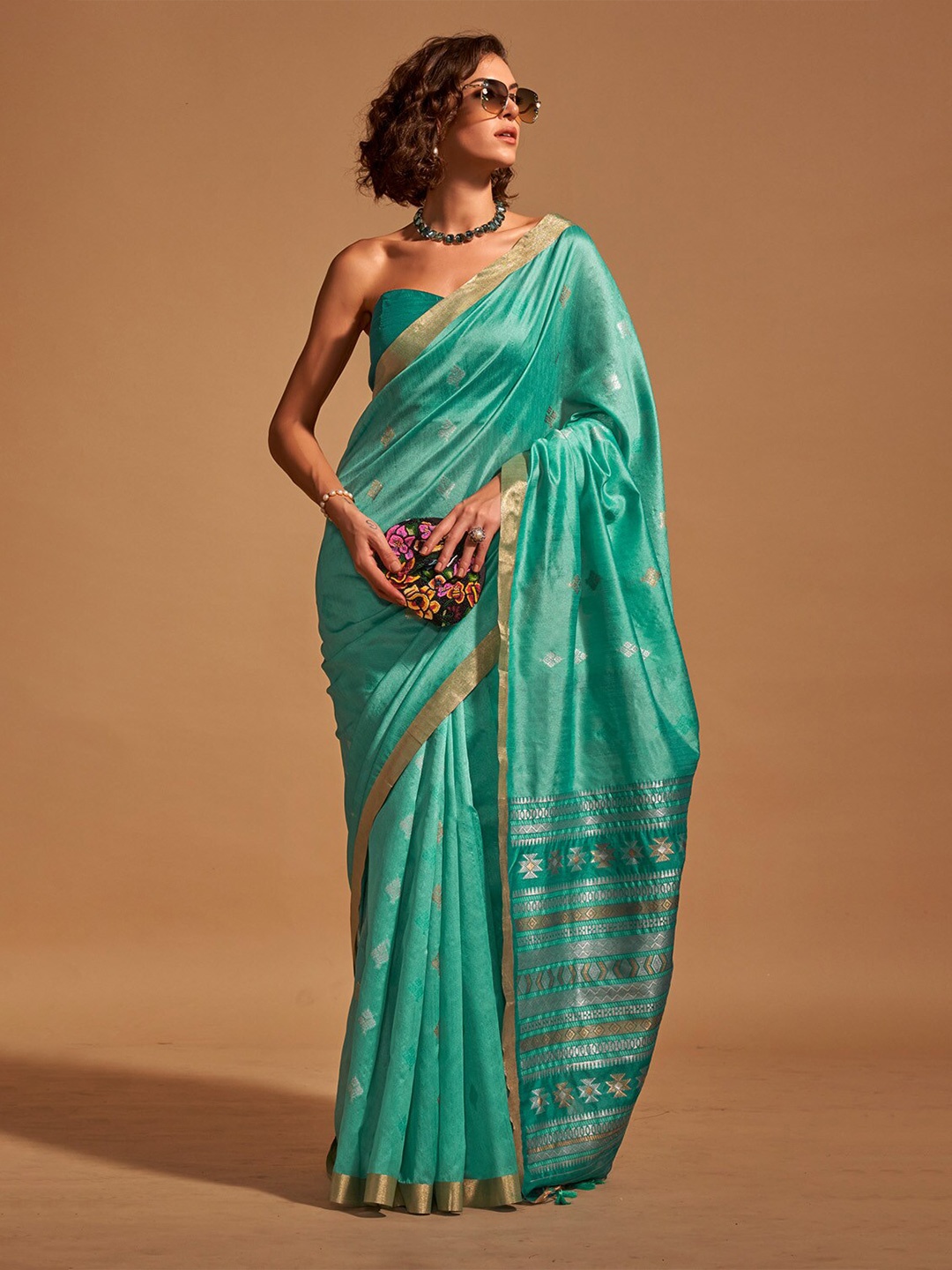 

DEVATITHI Ethnic Woven Design Zari Banarasi Saree, Blue