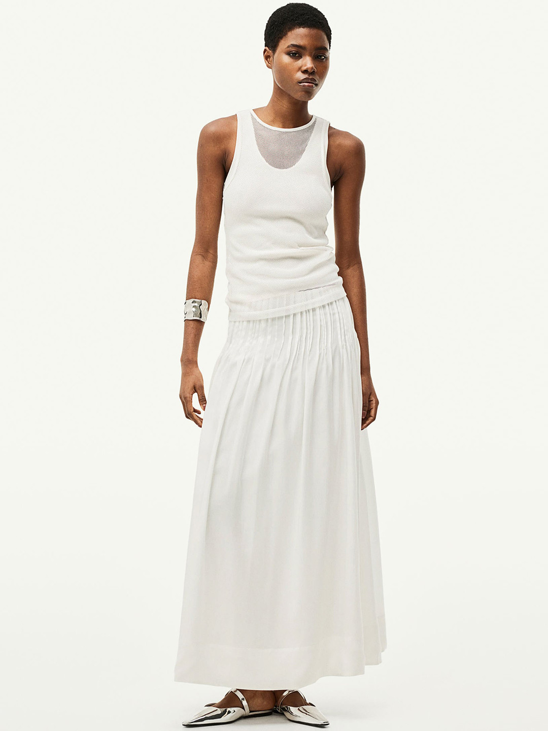 

H&M Pin-Tuck Skirt, White