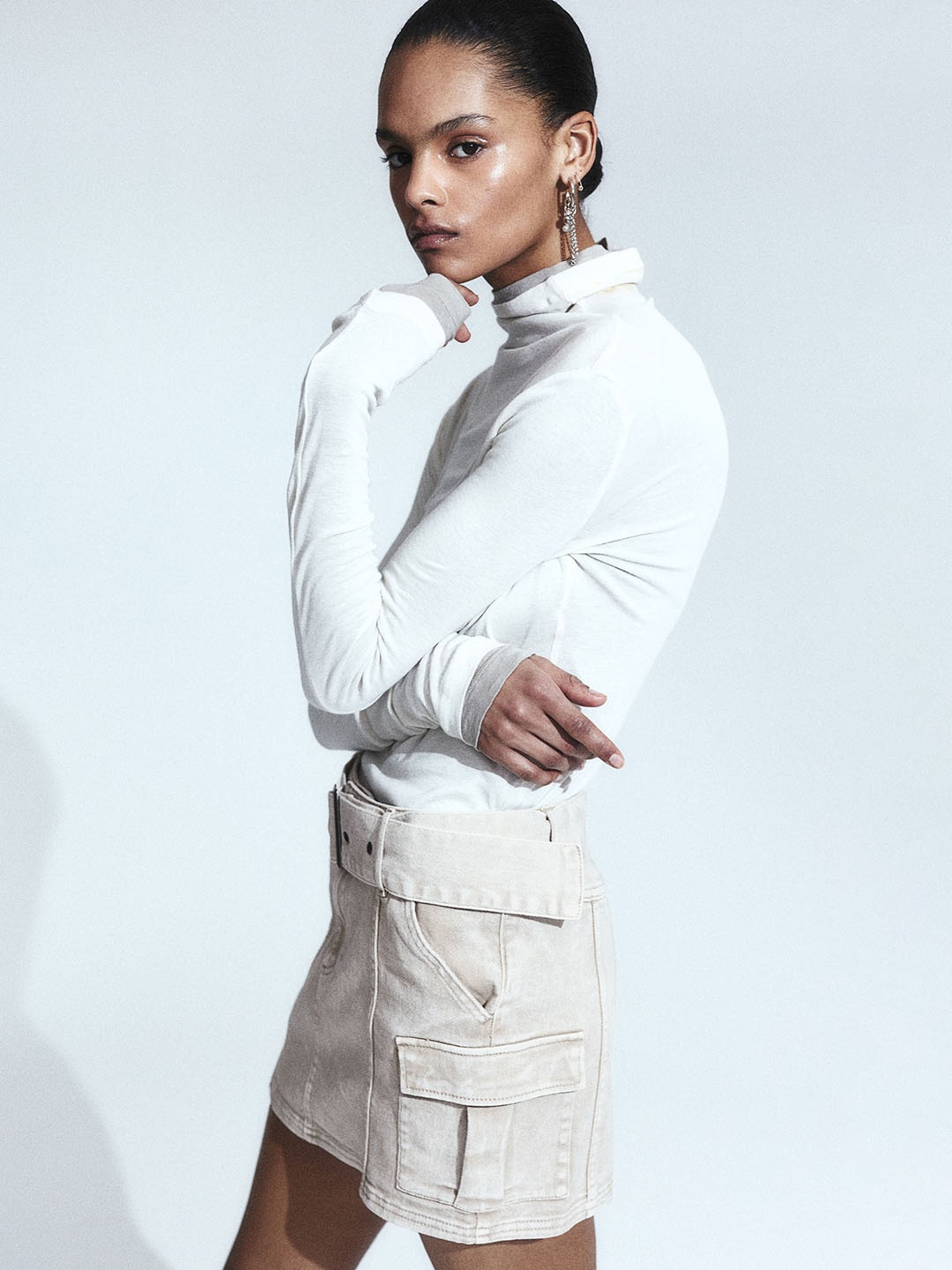 

H&M Belted Mini Skirt, Beige
