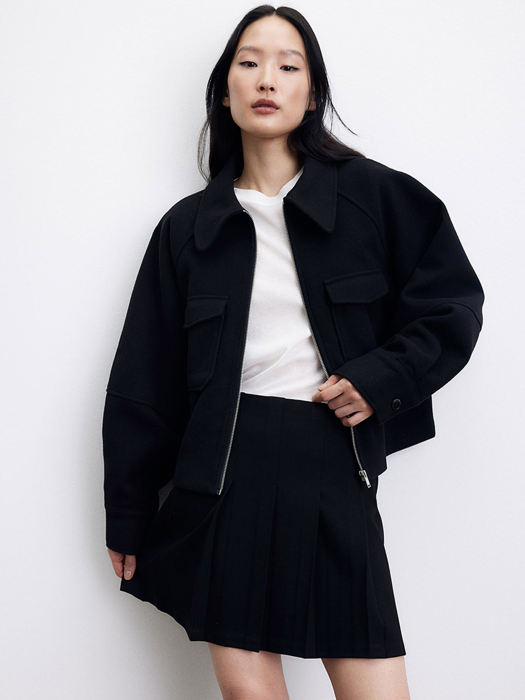 

H&M Pleated Skirt, Black