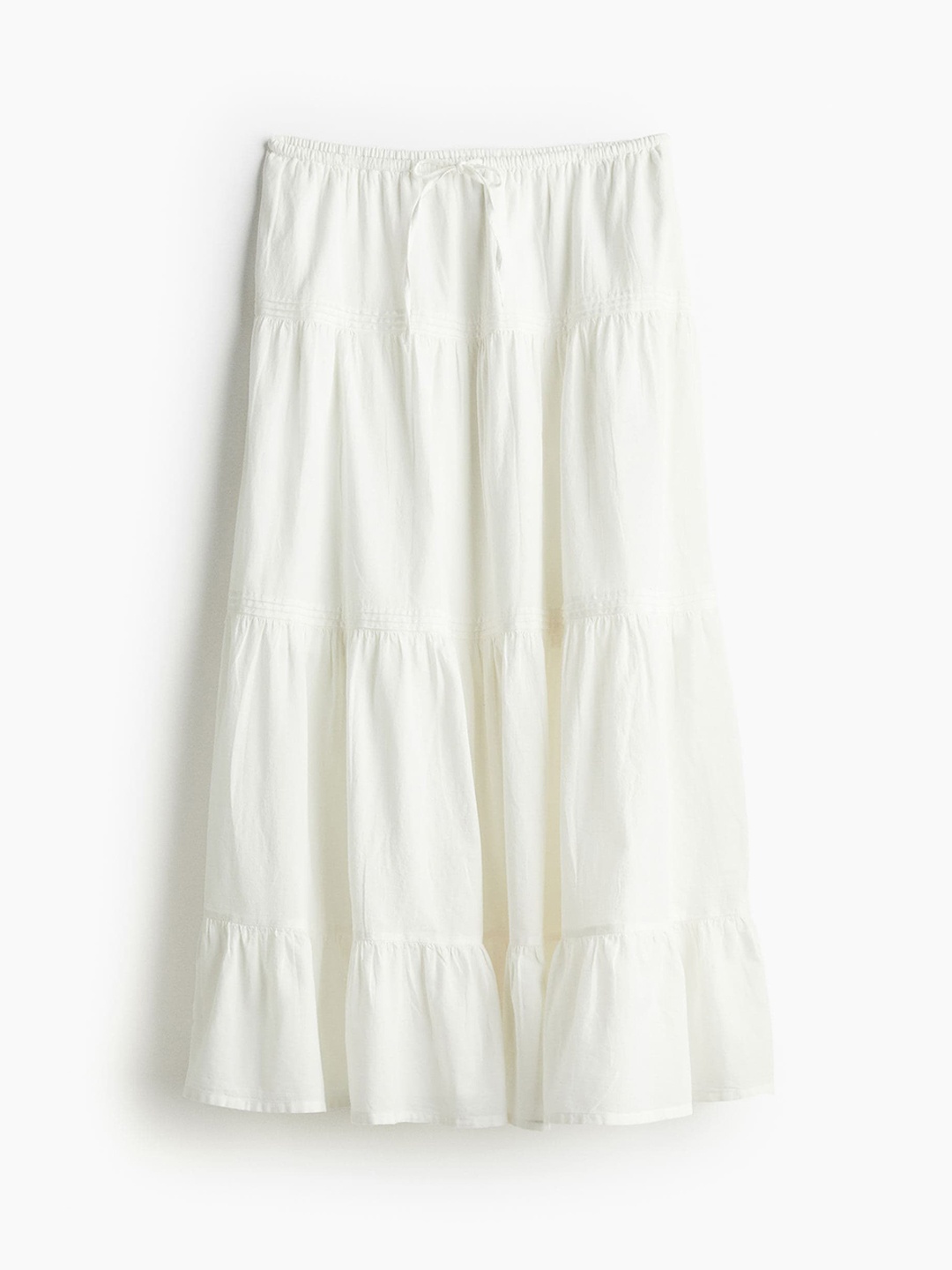 

H&M Women Pure Cotton Tiered Skirt, White