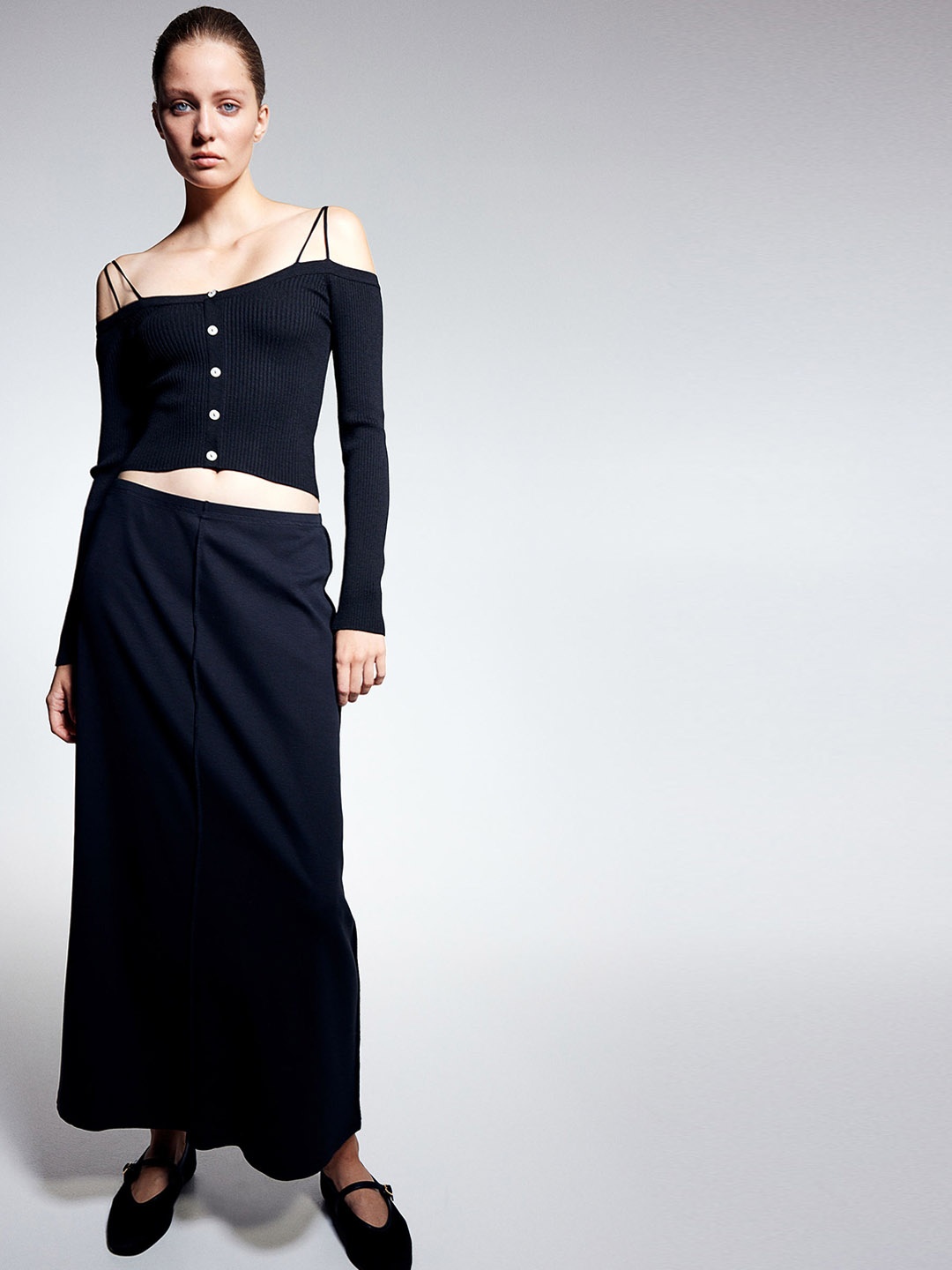 

H&M Jersey Maxi Skirt, Black