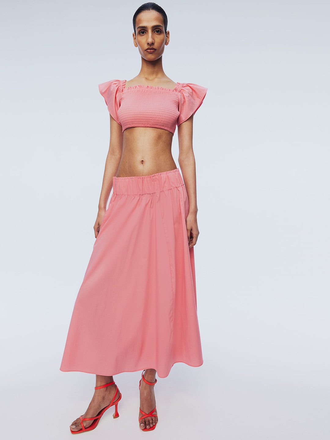 

H&M Slit-Hem Skirt, Pink