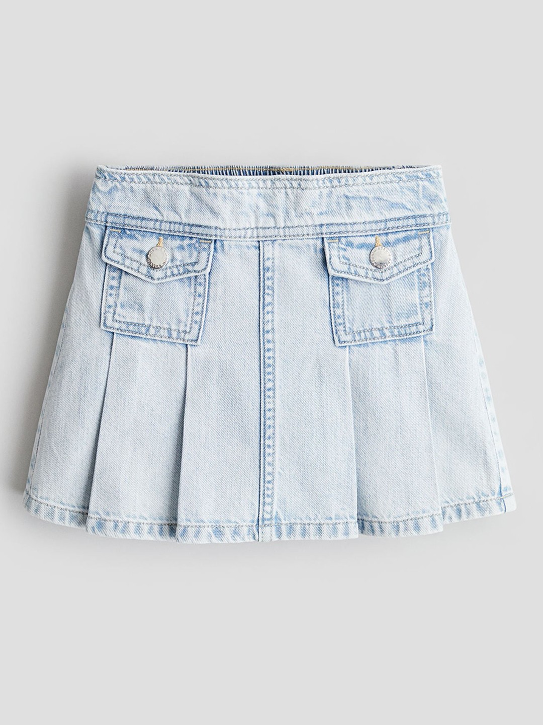 

H&M Girls Pleated Denim Skirt, Blue