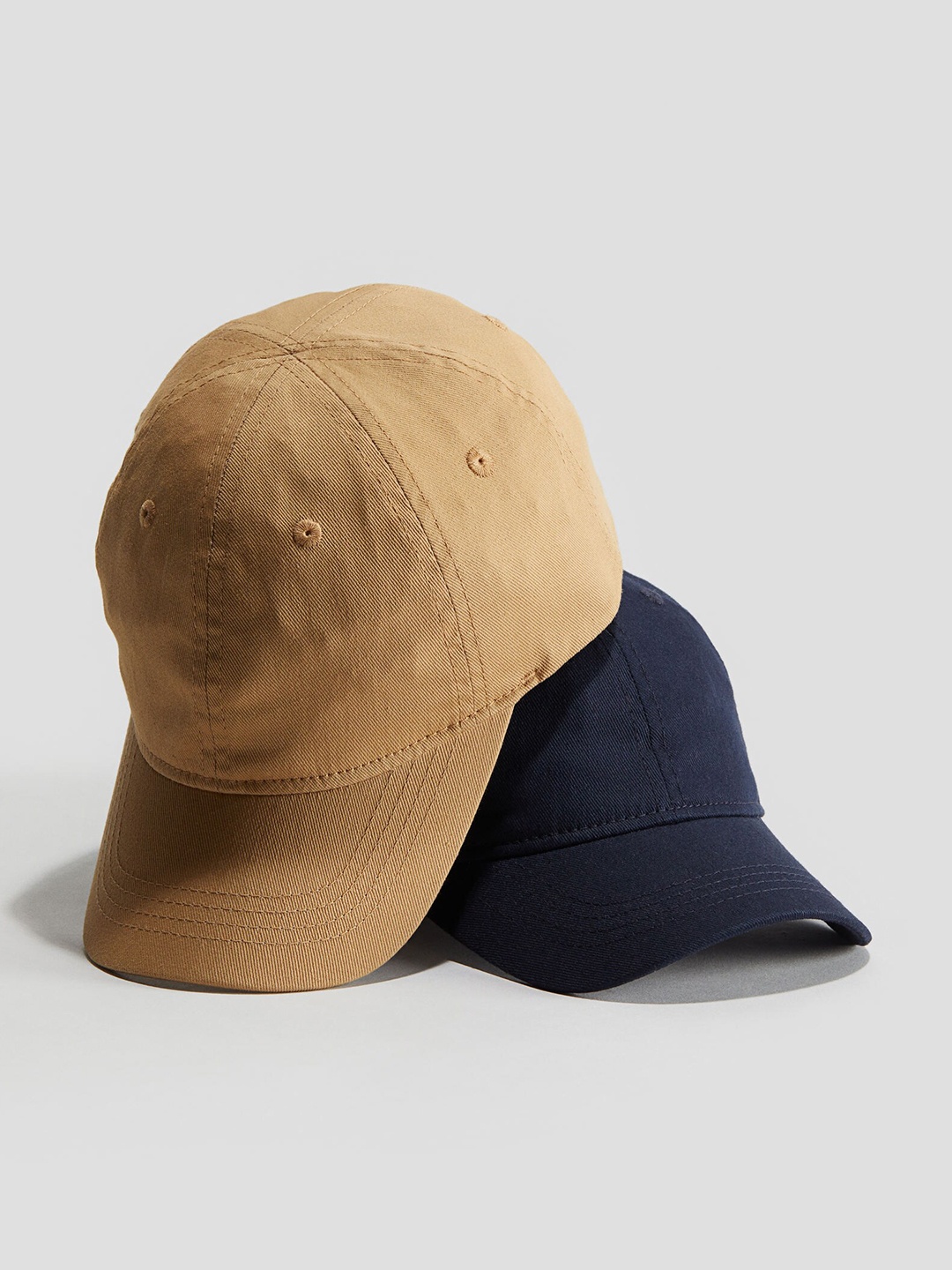 

H&M Boys Pure Cotton 2-Pack Twill Caps, Beige