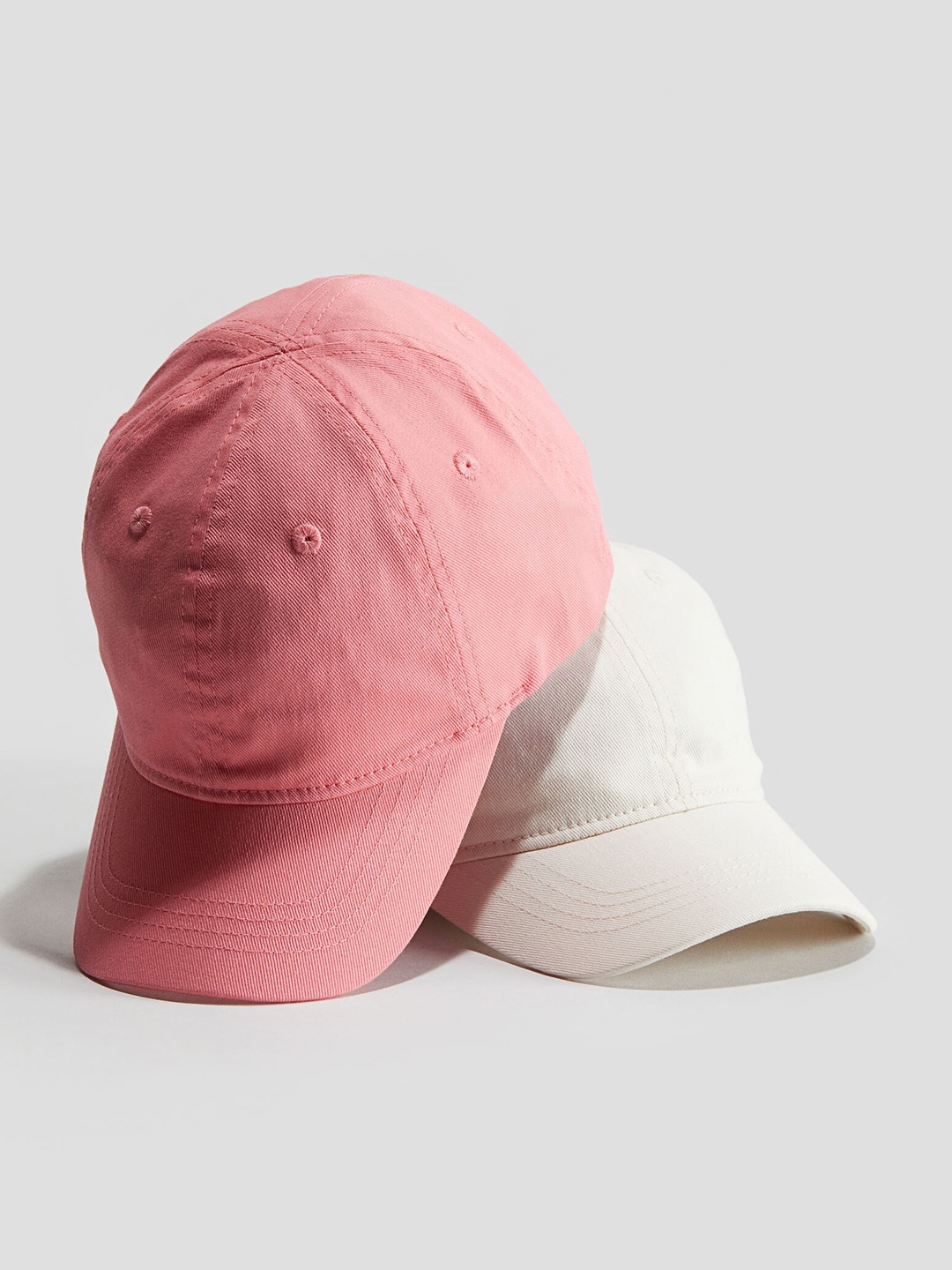 

H&M Girls Cotton 2-Pack Twill Caps, Pink