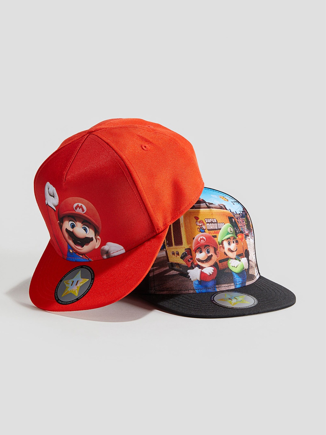 

H&M Boys 2-Pack Print-Motif Caps, Black