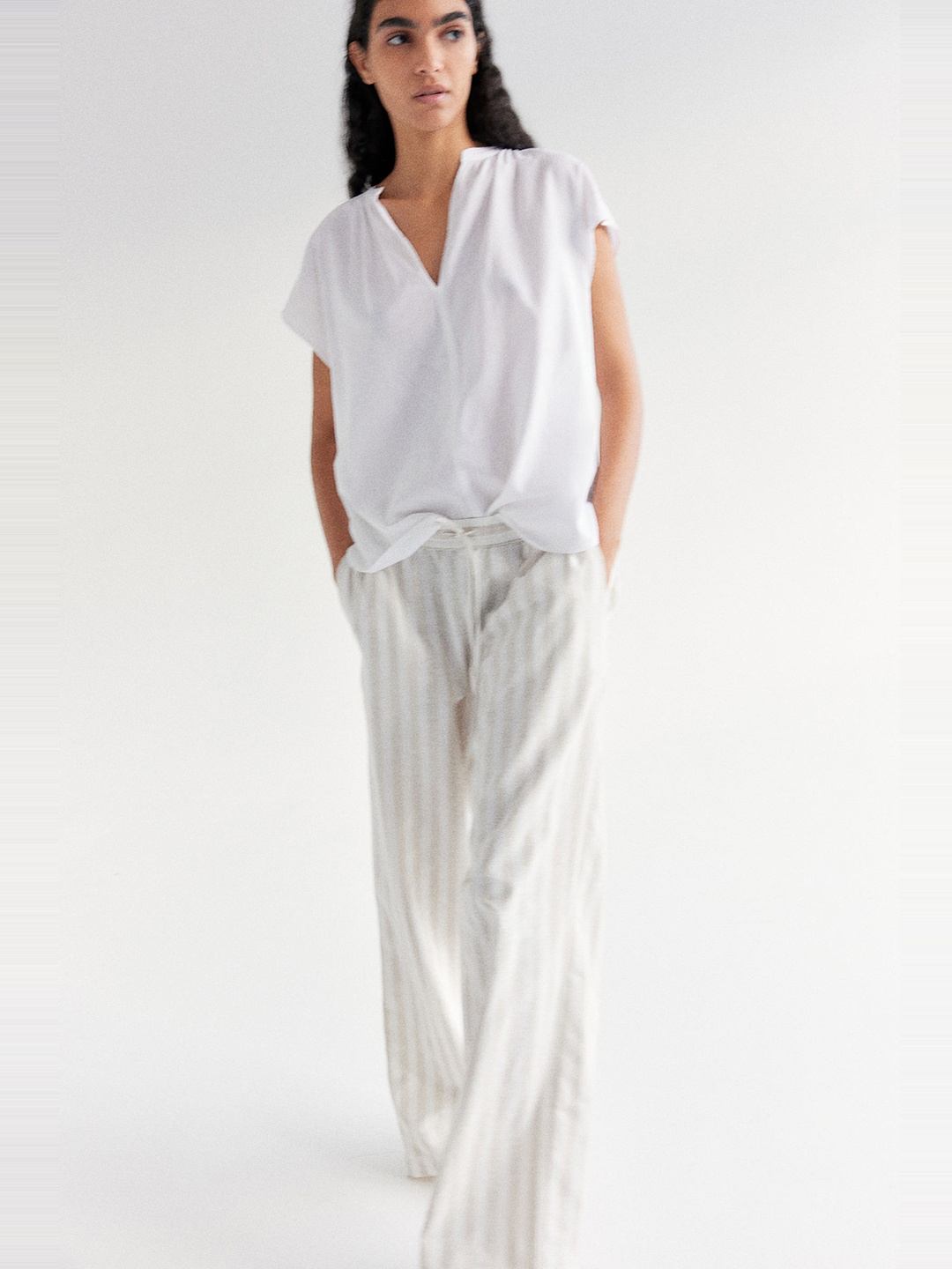 

H&M Cap-Sleeved Blouse, White