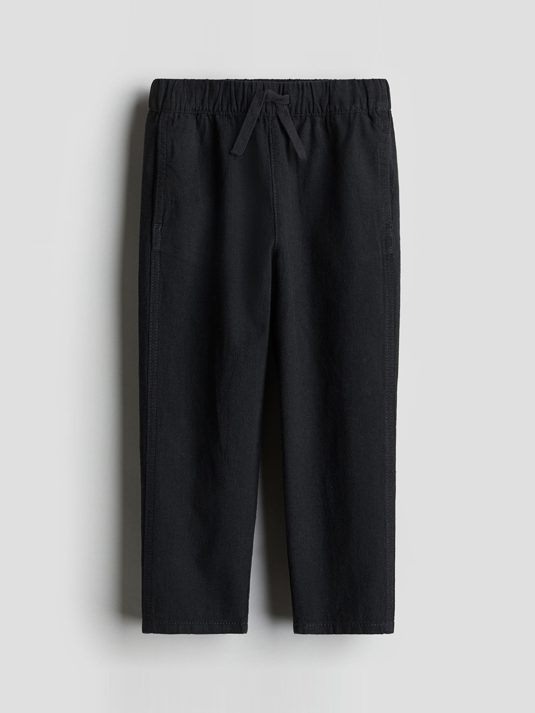 

H&M Boys Linen-Blend Pull-On Trousers, Black