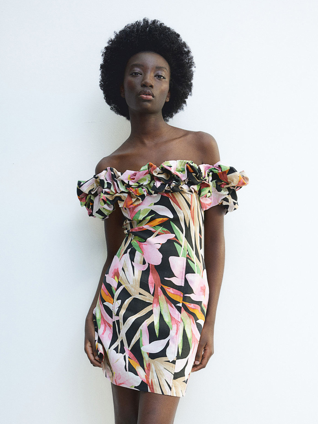

H&M Ruffled Off-The-Shoulder Dress, Black