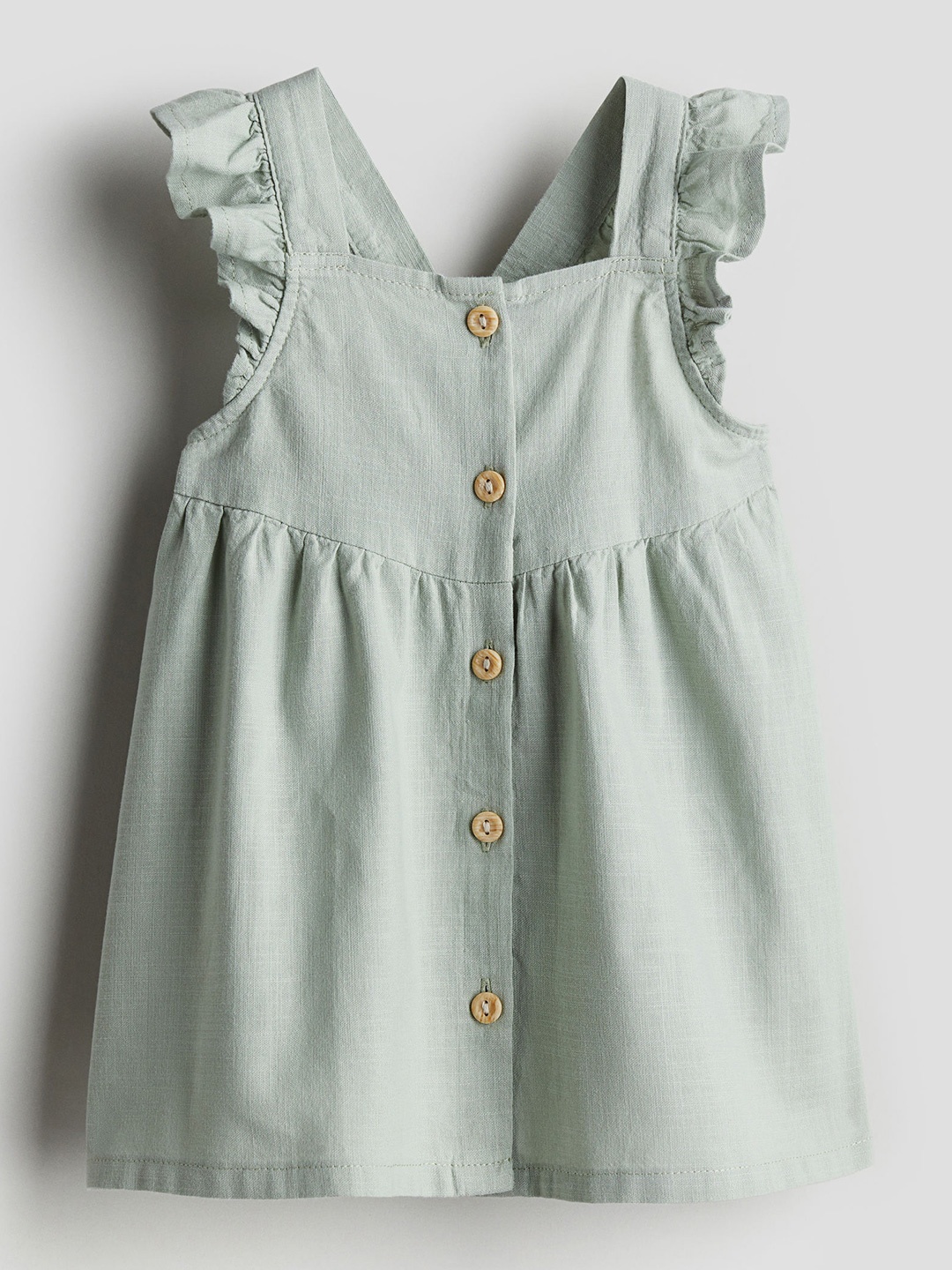 

H&M Girls Flounce-Trimmed Cotton Dress, Green