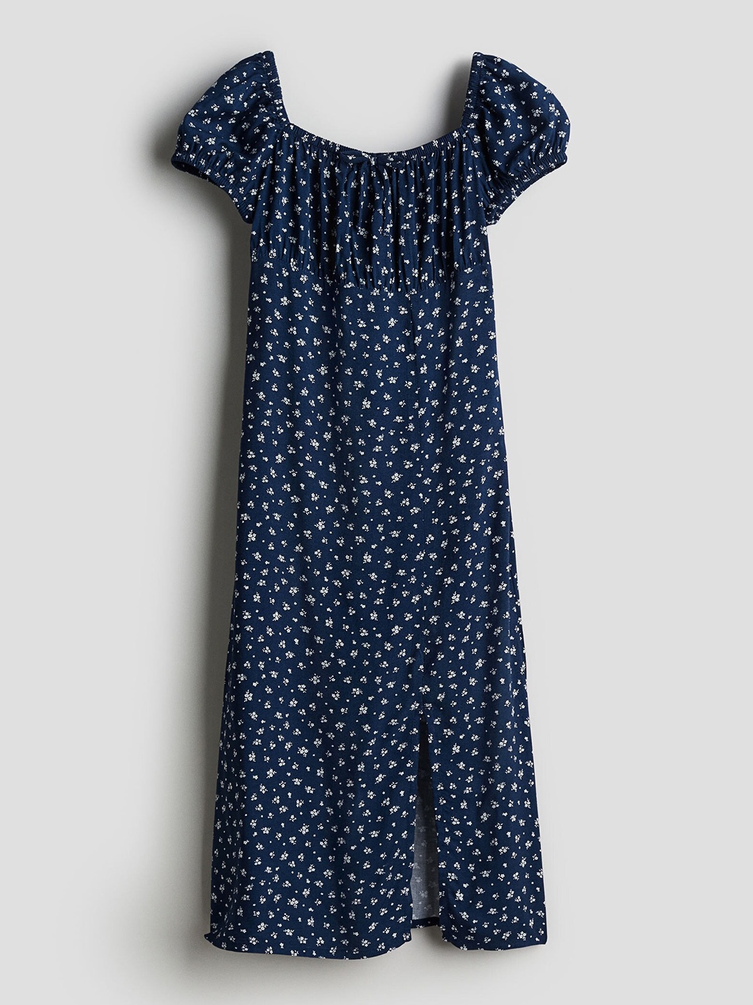 

H&M Girls Puff-Sleeved Midi Dress, Blue