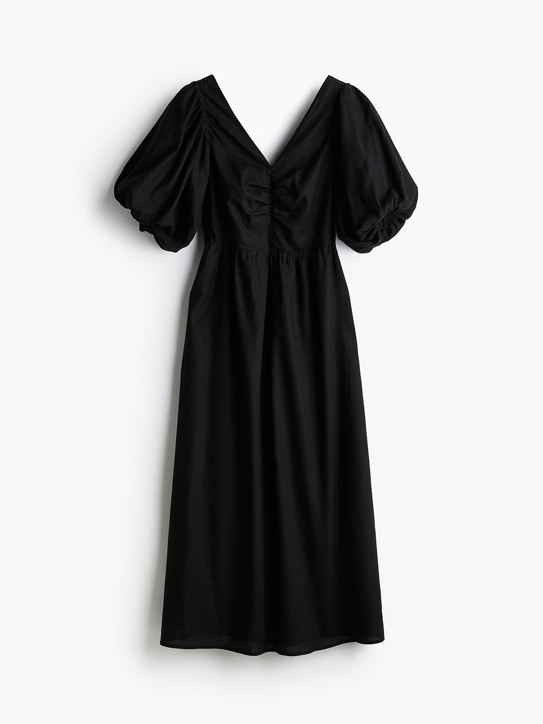 

H&M Linen-Blend Dress, Black
