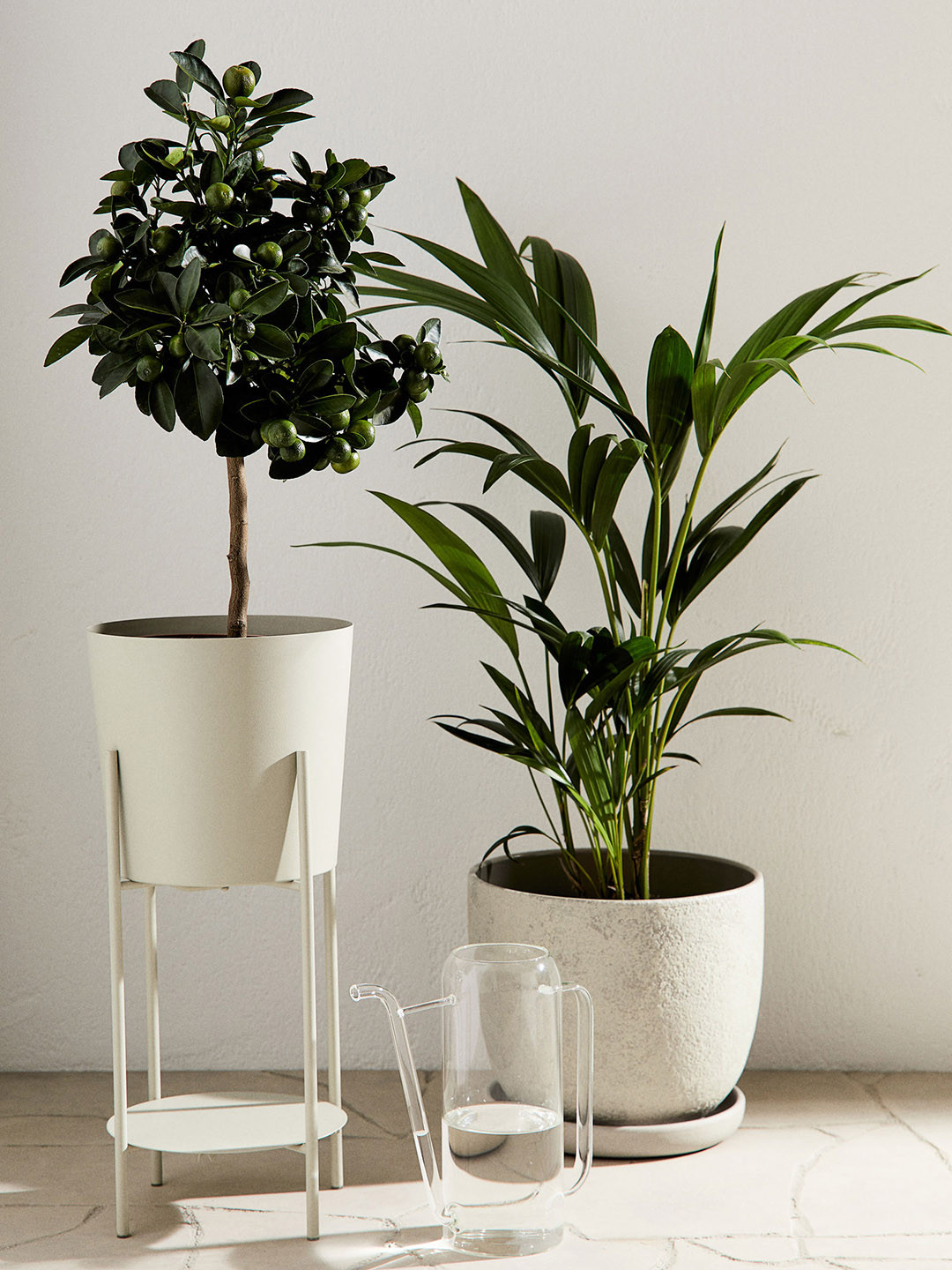 

H&M Beige Large Plant Pot On A Pedestal