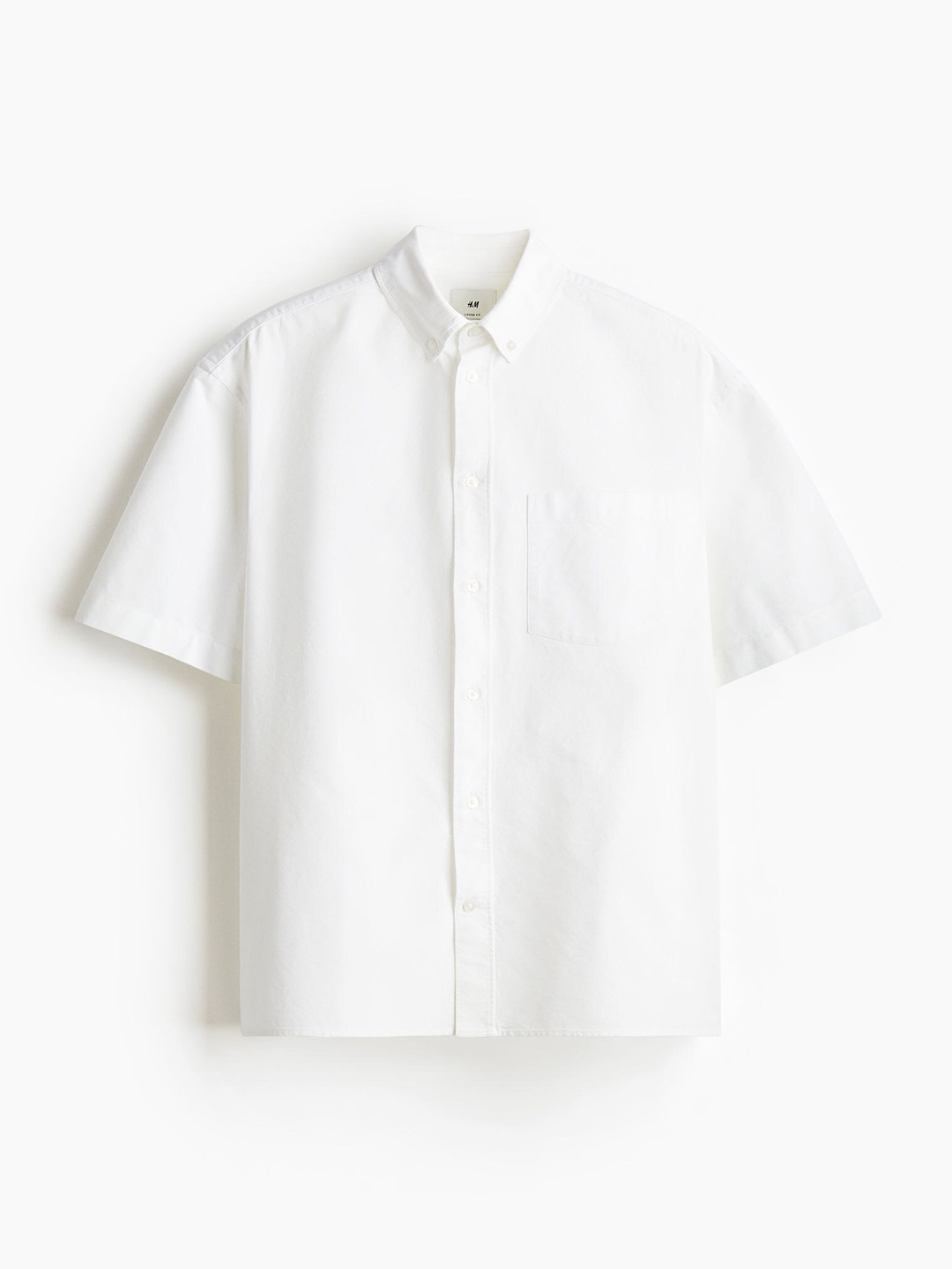 

H&M Cotton Loose Fit Short-Sleeved Oxford Shirt, White
