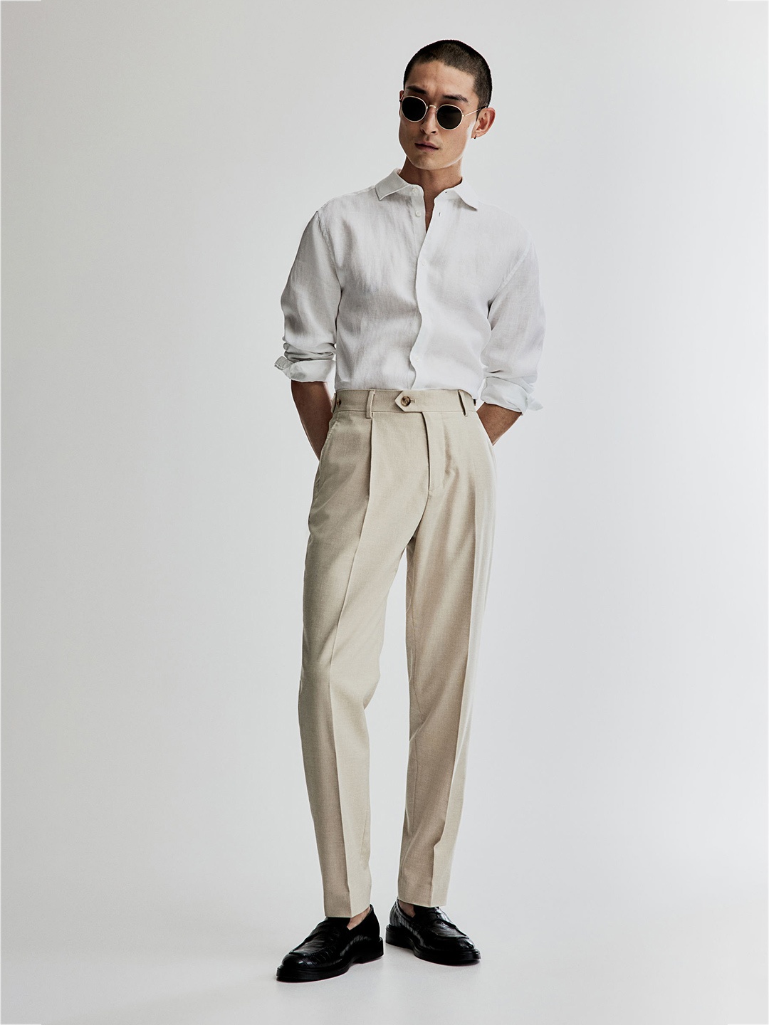 

H&M Slim Fit Linen Shirt, White