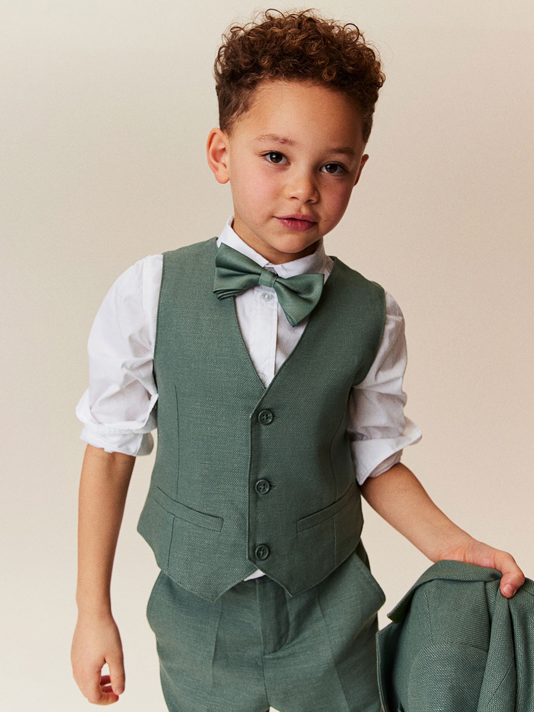 

H&M Boys Pure Cotton 3-Piece Dressy Set, Green